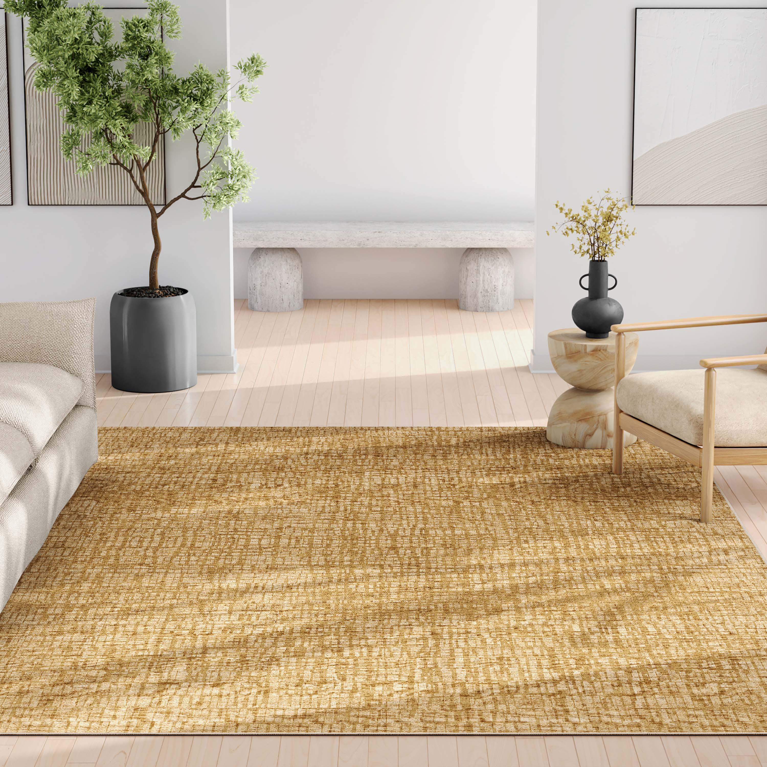 Nuzzo Nightscape Modern Geometric Flat-Weave Yellow Area Rug