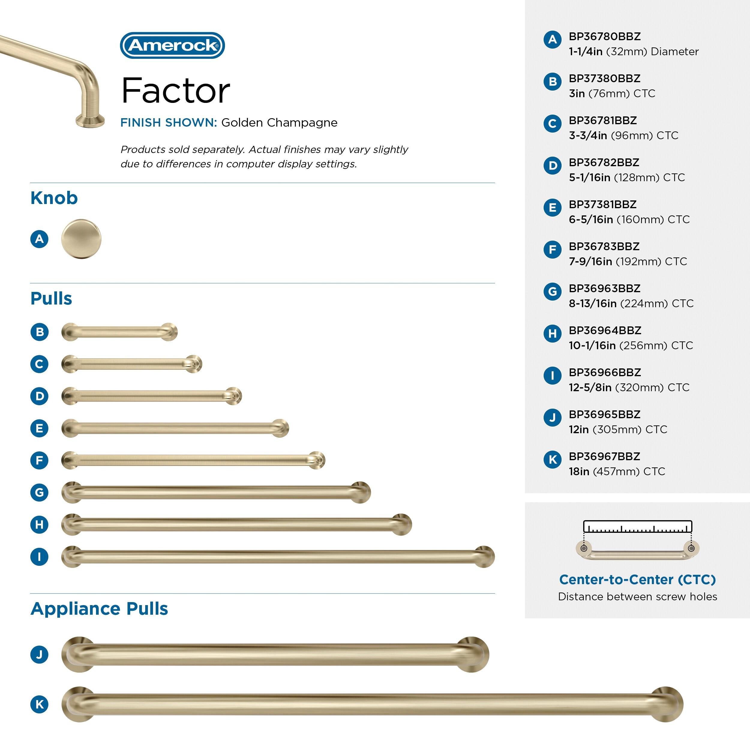 Amerock Factor 18 inch (457mm) Center-to-Center Golden Champagne Appliance Pull