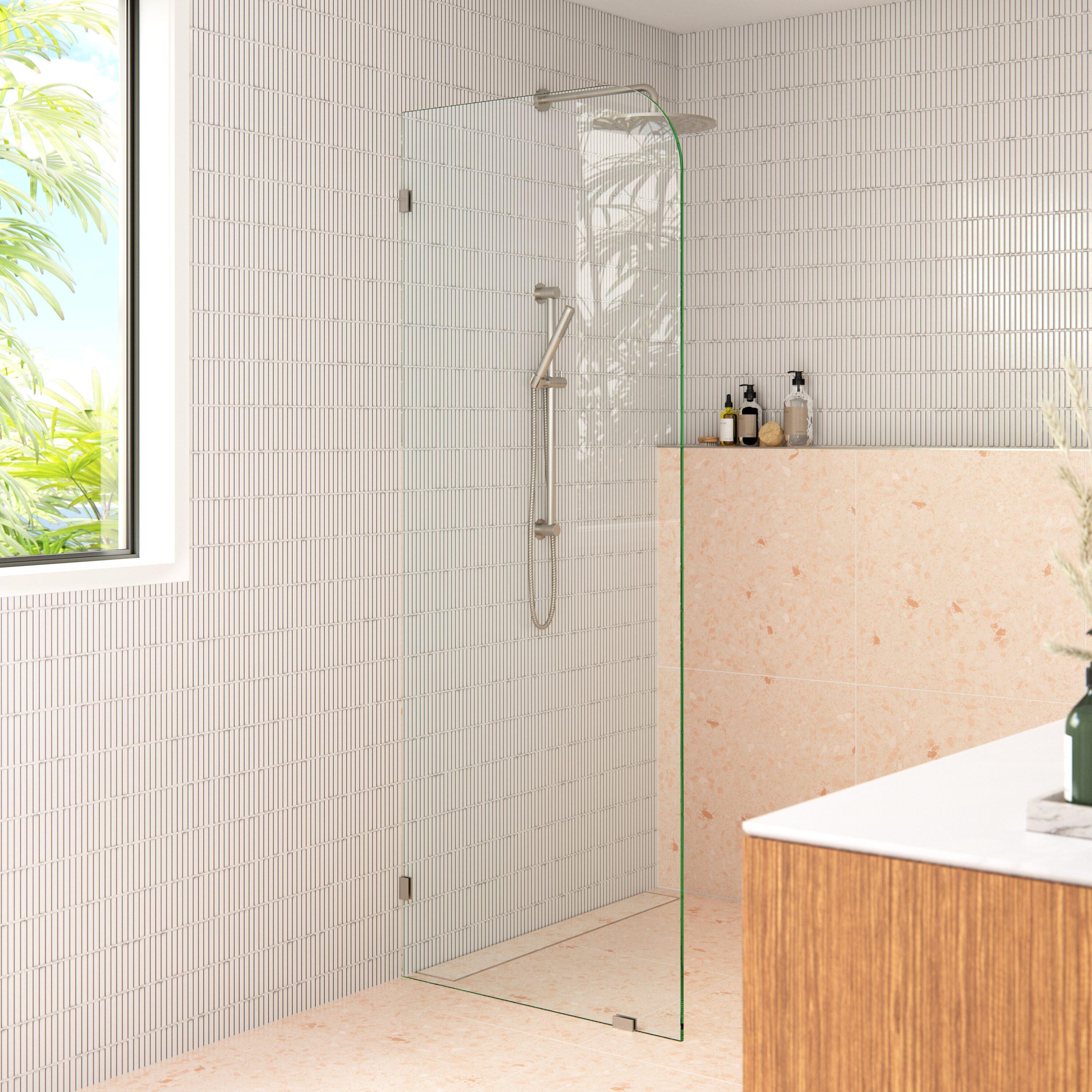 Solaris 36 in. x 78 in. Fully Frameless Radius Single Fixed Shower Panel