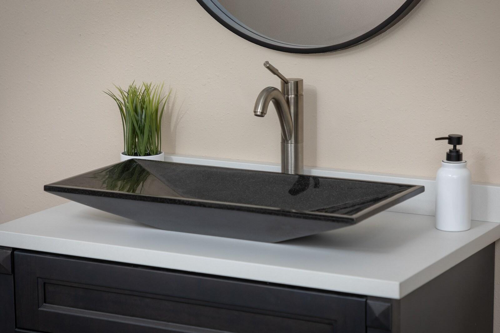 Eden Bath 13'' Black Stone Rectangular Bathroom Sink