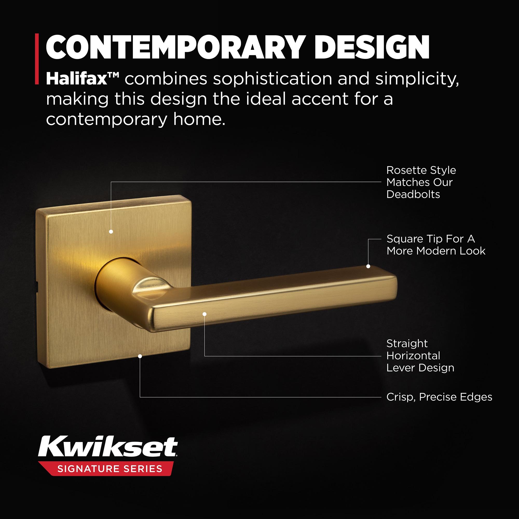 Kwikset Halifax Interior Passage Door Handle, Lever For Closet and Hallway Doors, Reversible Non-Locking Handle Lever, Satin Brass, with Microban Protection