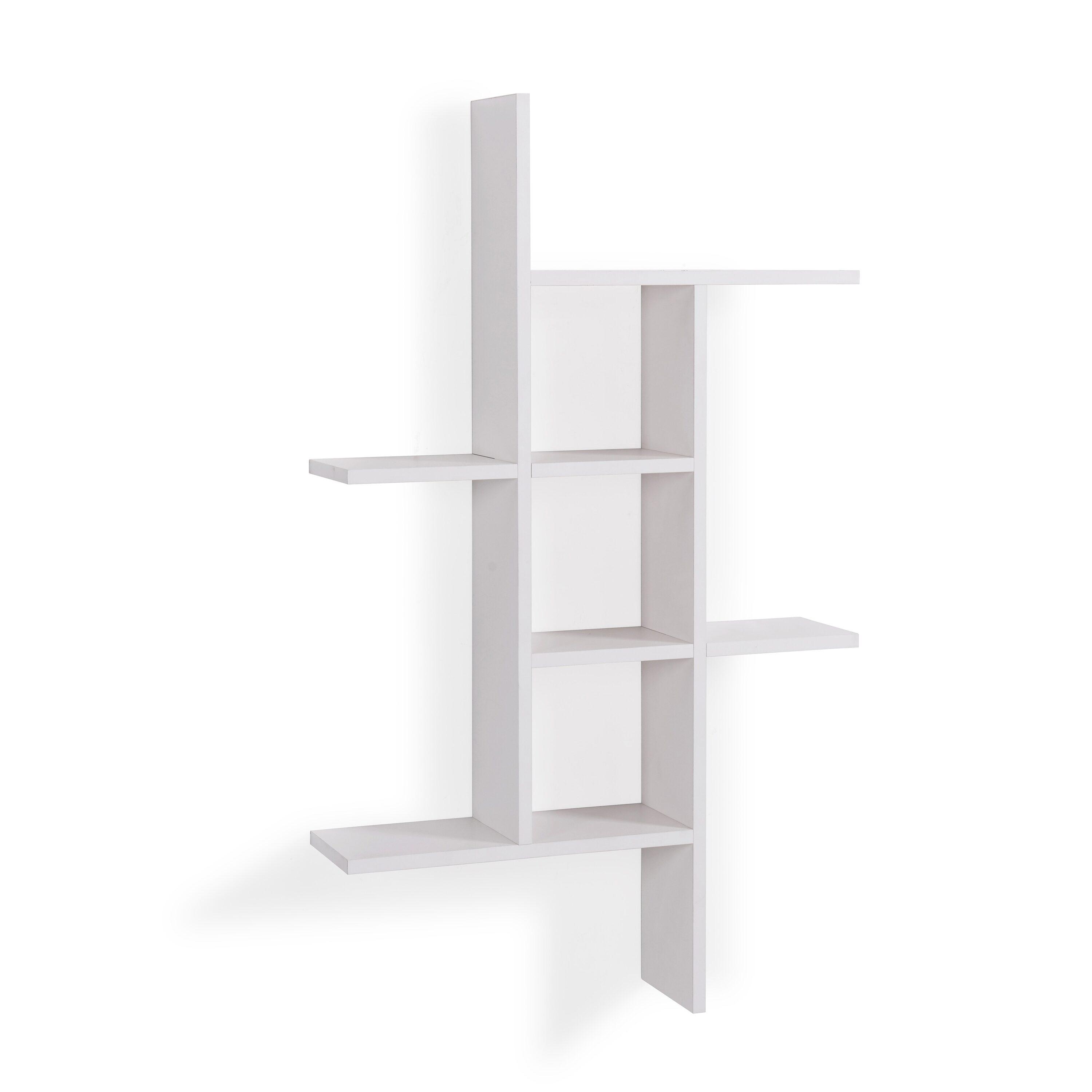 Danya B. 40" x 24" Cantilever Wall Shelf White: Modern Laminated MDF, 4-Tier Storage, Includes Mounting Hardware