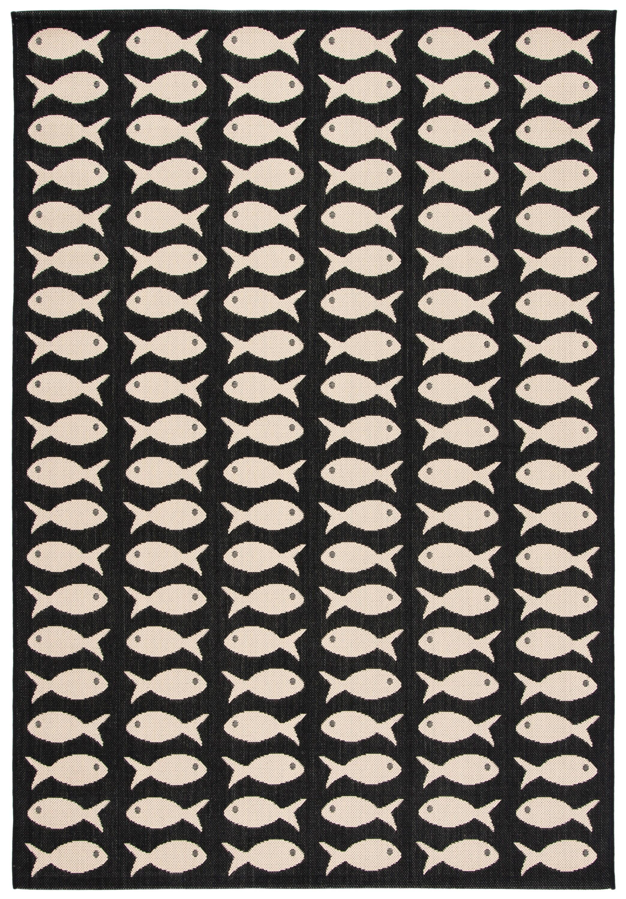 Courtyard CY6013 Power Loomed Indoor and Outdoor Accent Rug - Black/Beige - 2'x3'7" - Safavieh
