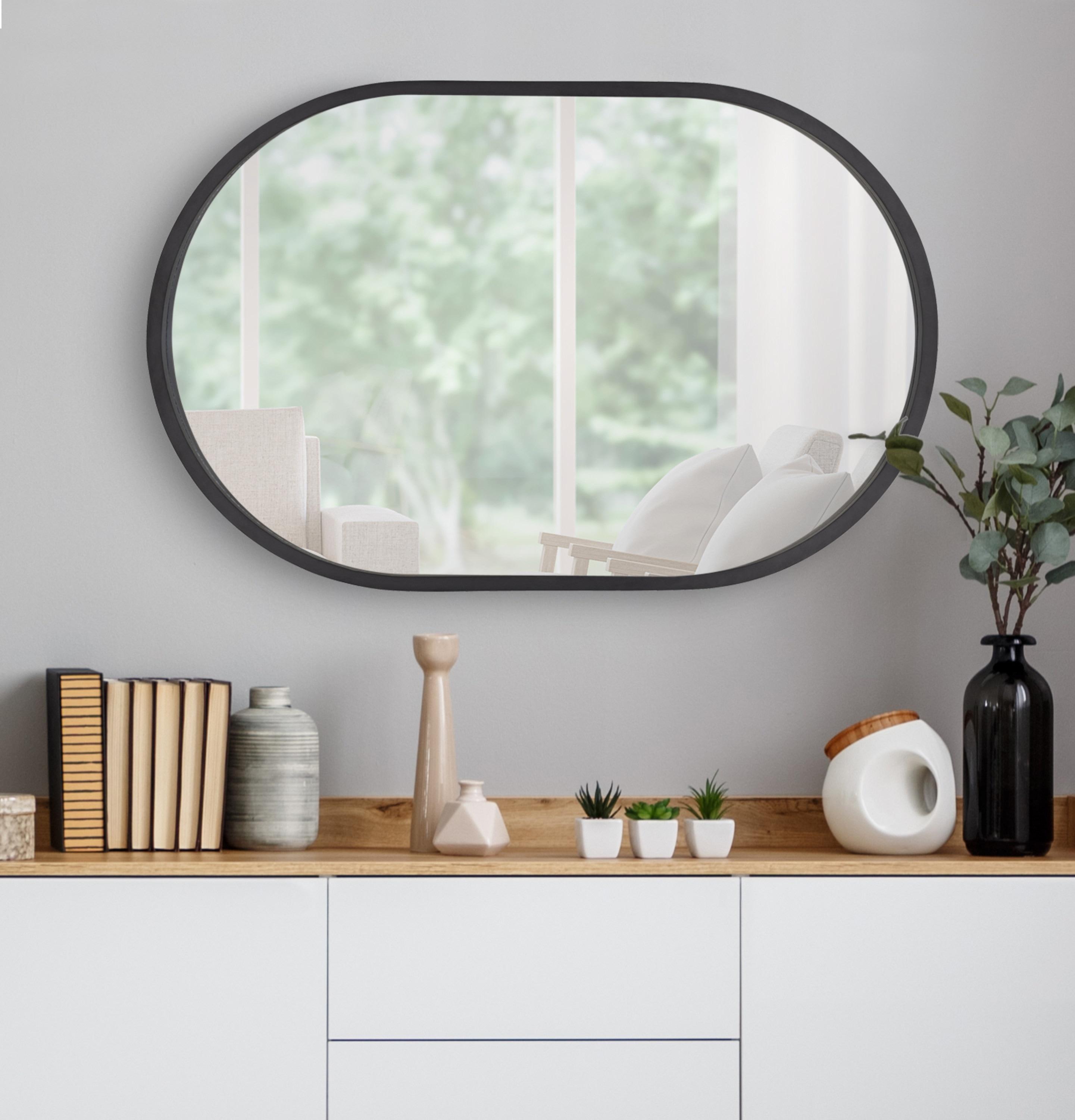 20" x 30" Travis Oval Wall Mirror Black - Kate & Laurel All Things Decor: Modern Style, MDF Frame, No Assembly Required