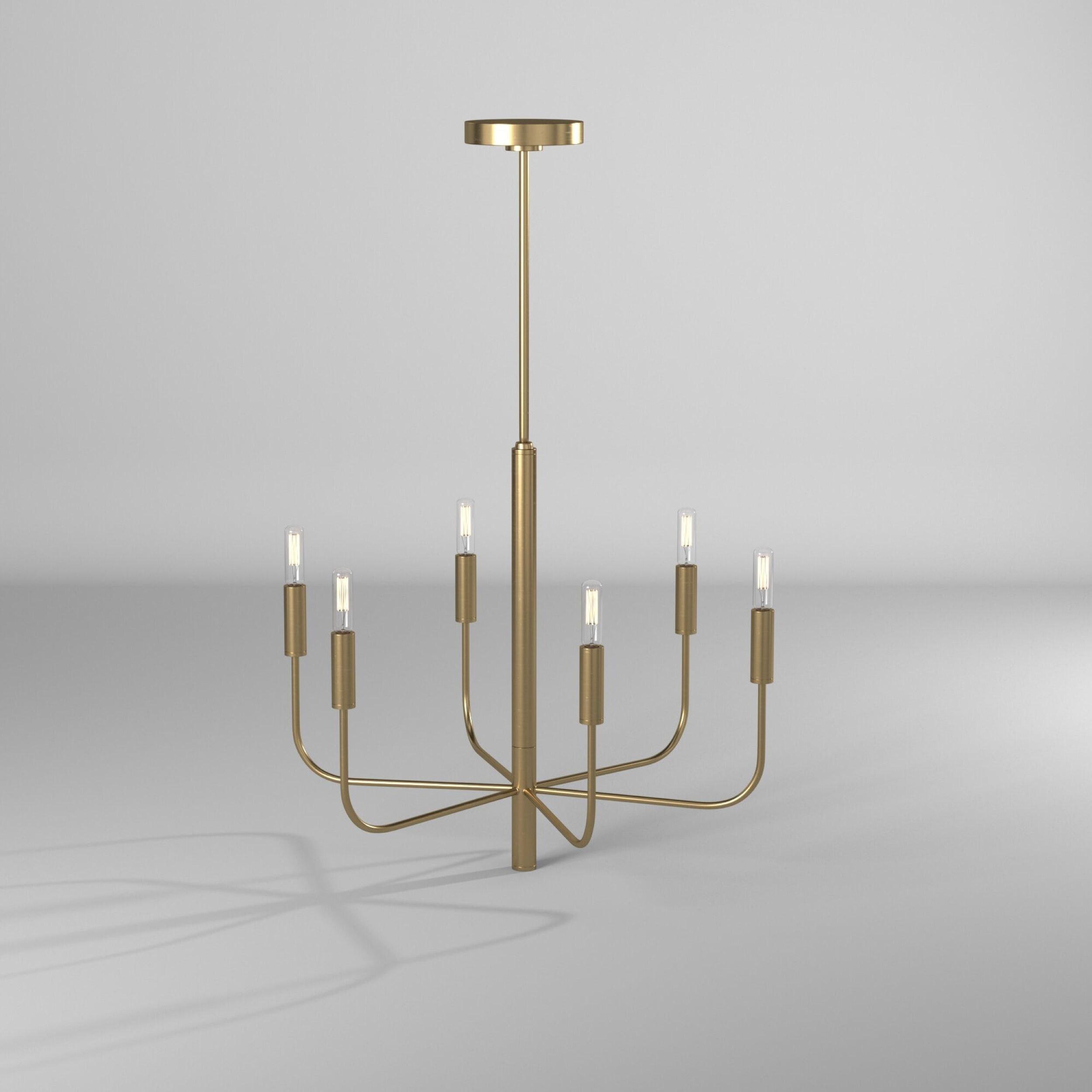 Brianna Burnished Brass 6-Light Minimalist Chandelier