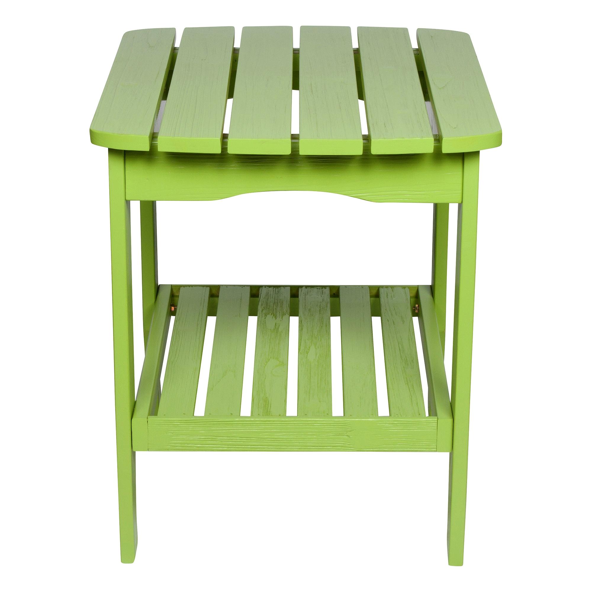 Shine Company Rectangular Traditional Wood Indoor/Outdoor Side Table in Green