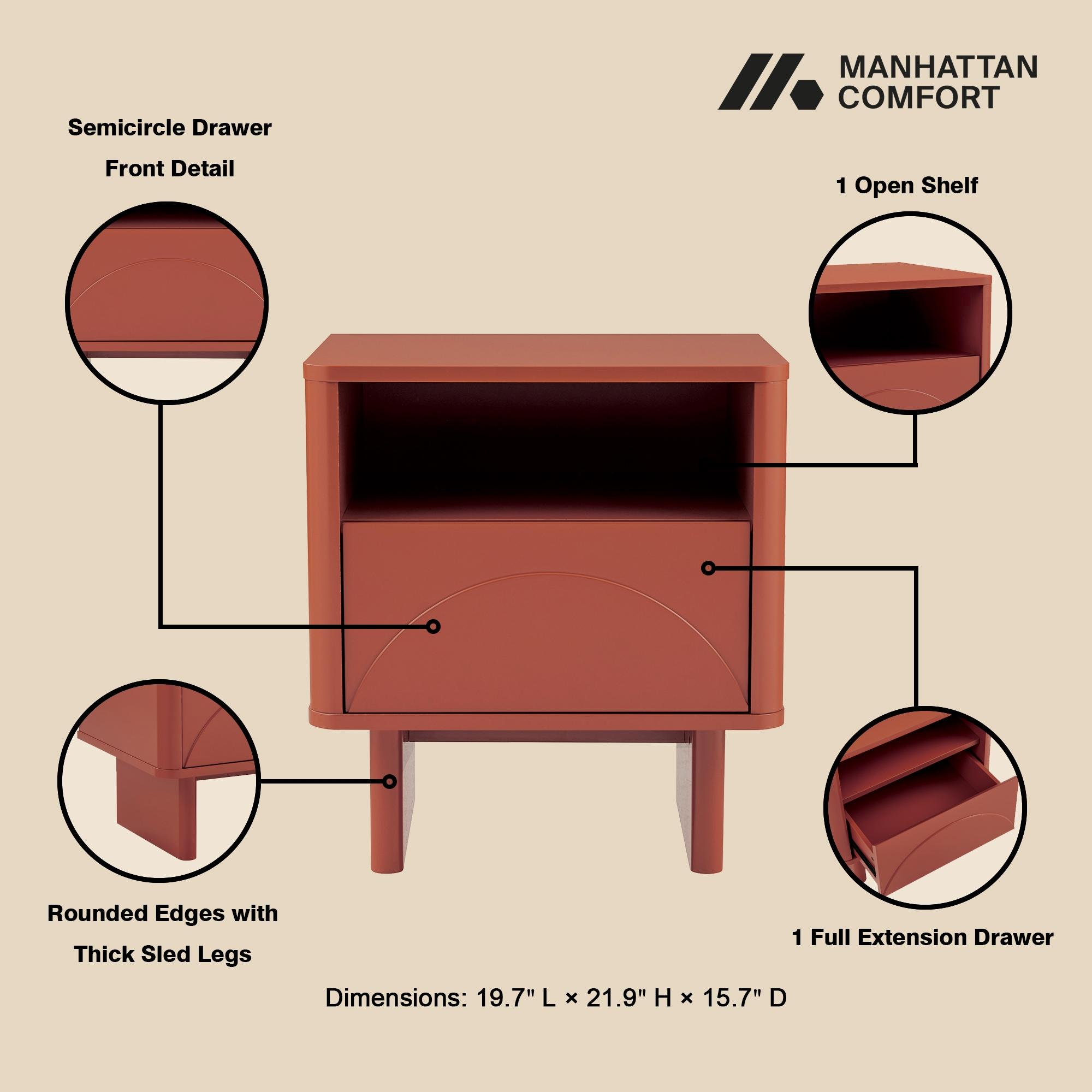 Ella Nightstand in Terracotta made from Engineered Wood