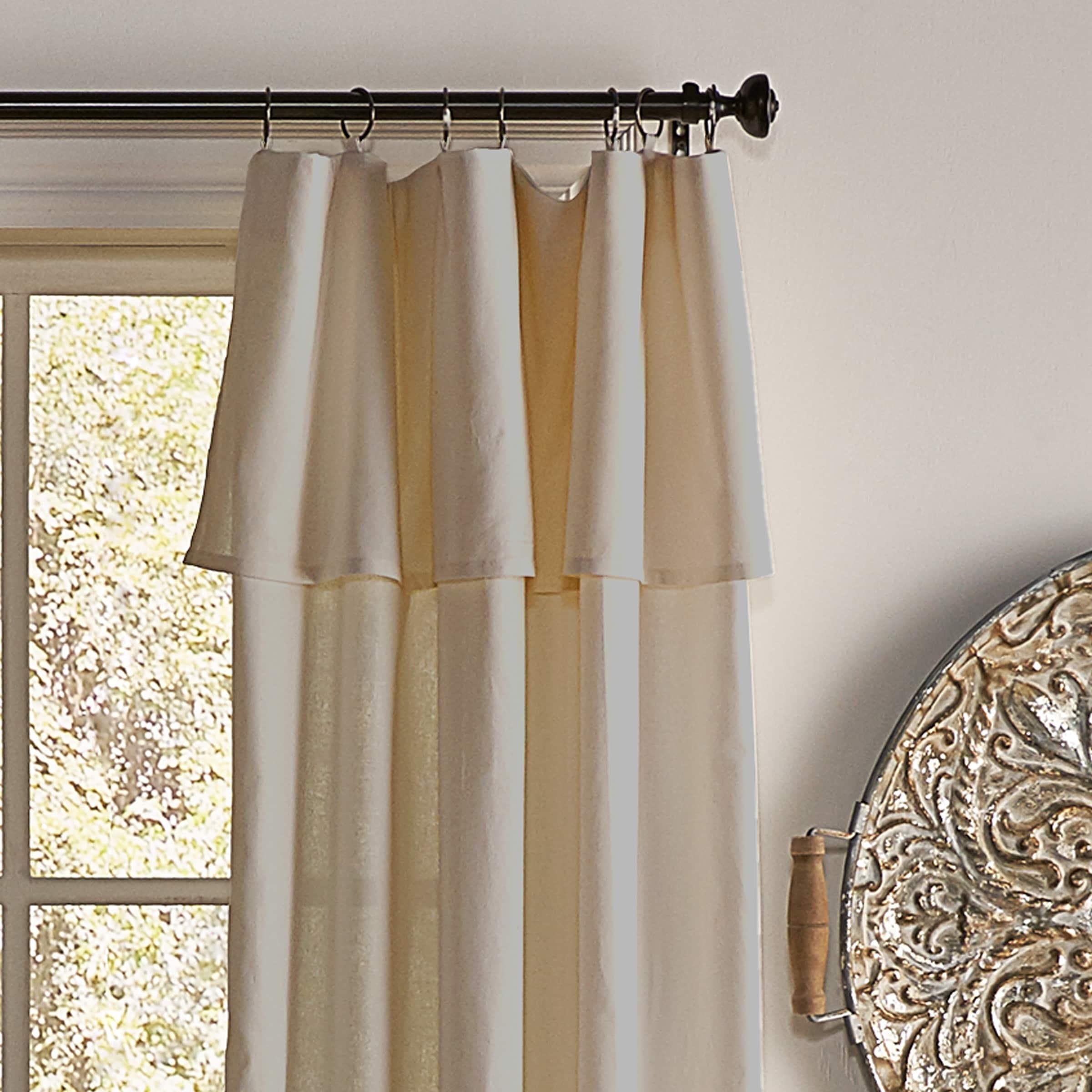 Mercantile Drop Cloth Light Filtering Ring Top Tab Farmhouse Curtain Panel with Valance Linen 63 Inches