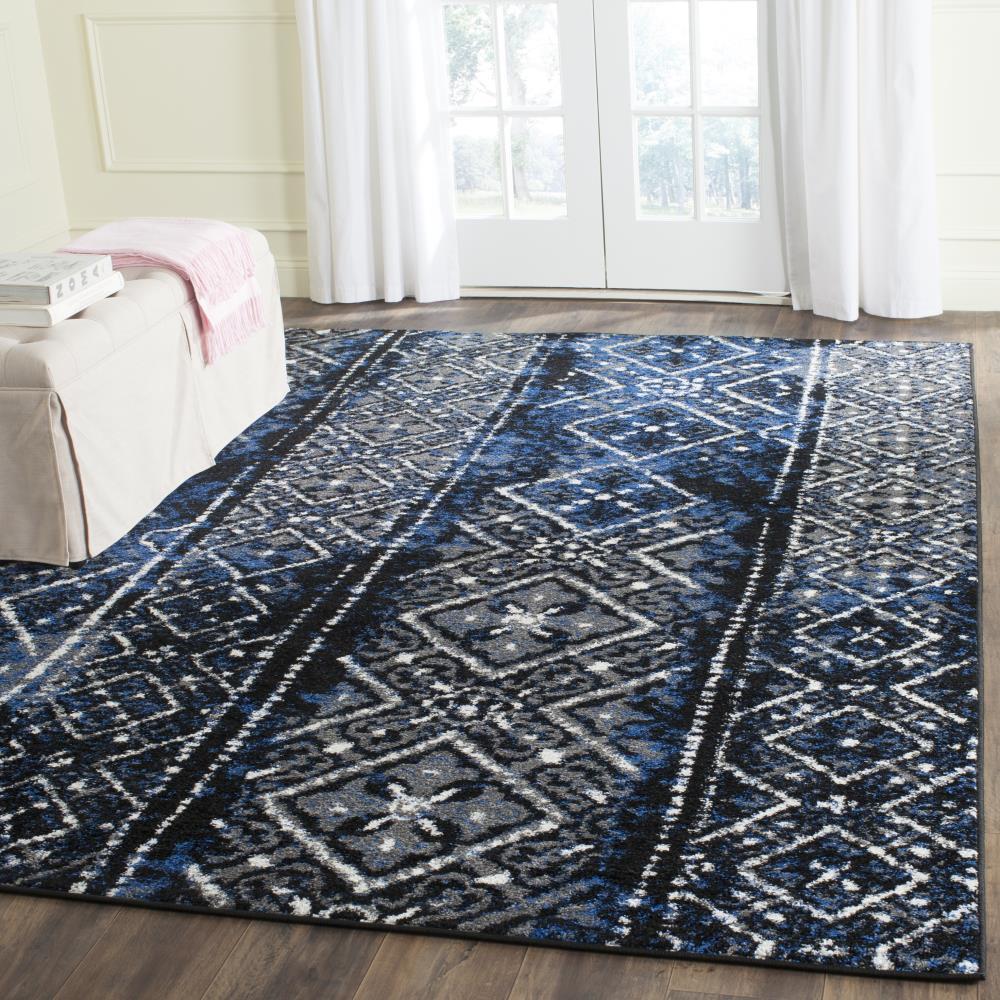 Adirondack ADR111 Machine Made Indoor Area Rug - Blue/Black - 4'x4' - Safavieh