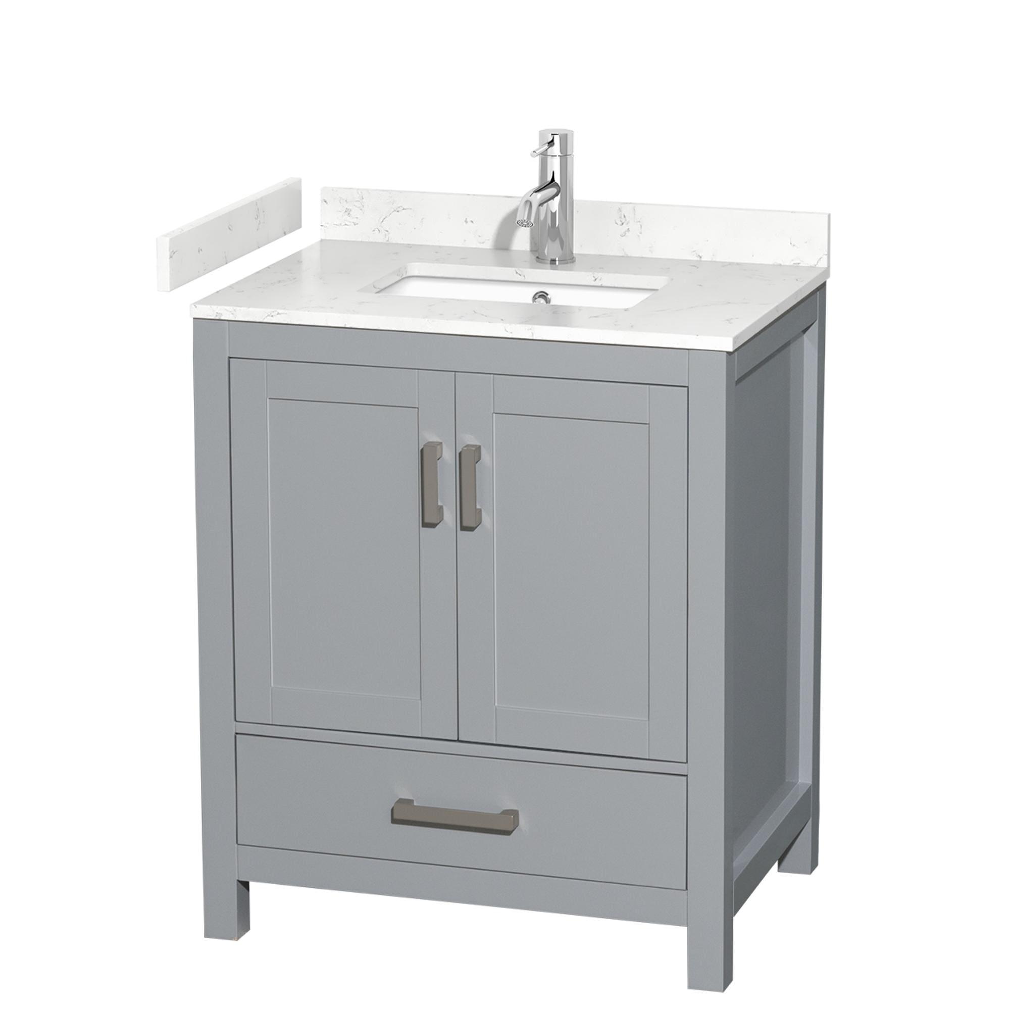 Wyndham Collection Sheffield 30" Freestanding Single Bathroom Vanity with Cultured Marble Top