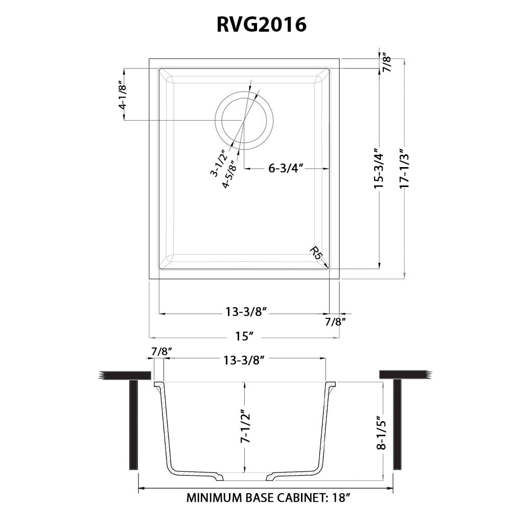 Ruvati 15 x 17 inch Granite Composite Undermount Single Bowl Wet Bar Prep Sink