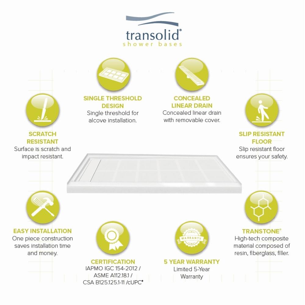 Linear 32 in. x 60 in. Single Threshold Shower Base in White