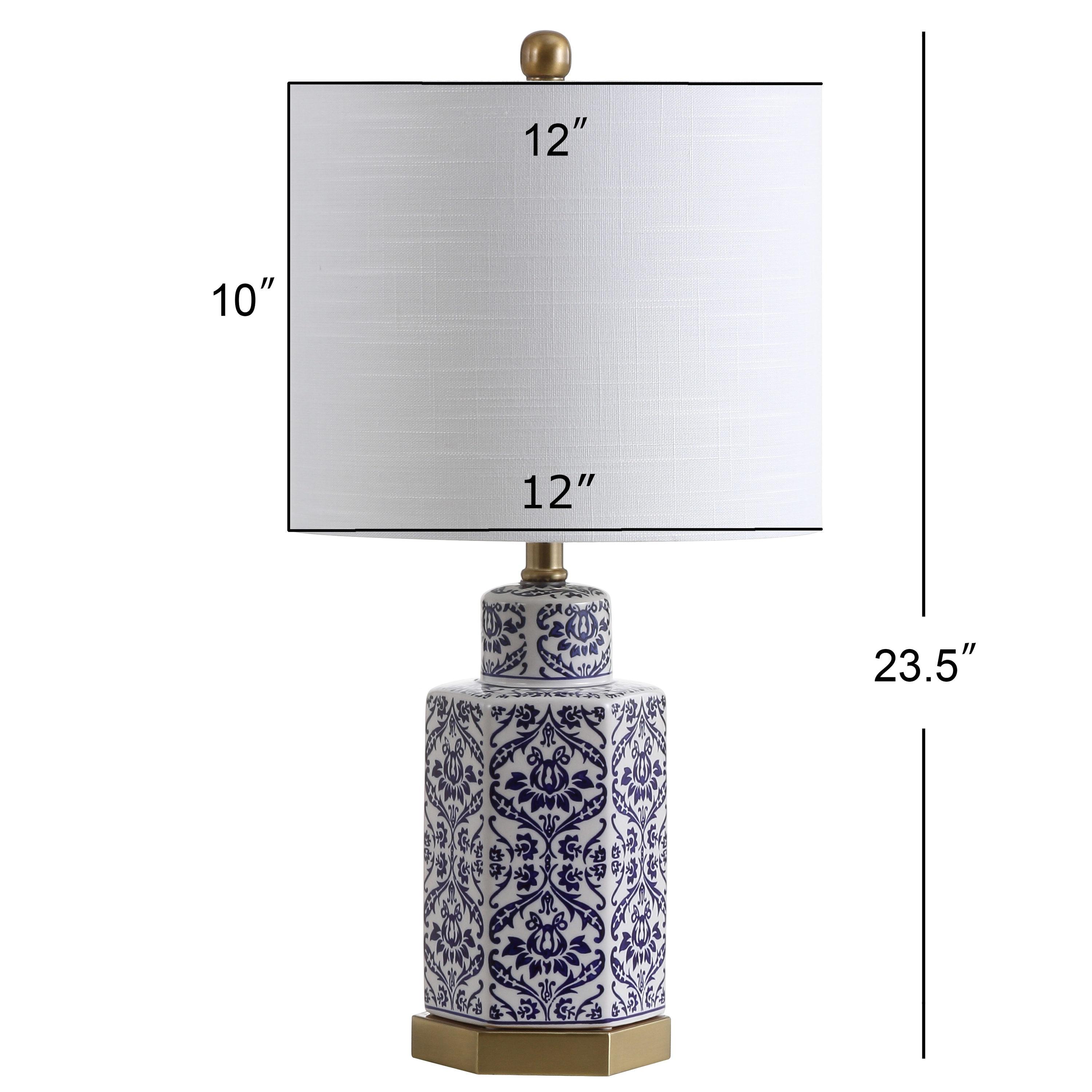 JONATHAN Y JYL3050A Diana 23.5" Ginger Jar Ceramic/Metal LED Table Lamp Classic Traditional Bedside Desk Nightstand Lamp for Bedroom Living Room Office College Bookcase LED Bulb Included, Blue/White