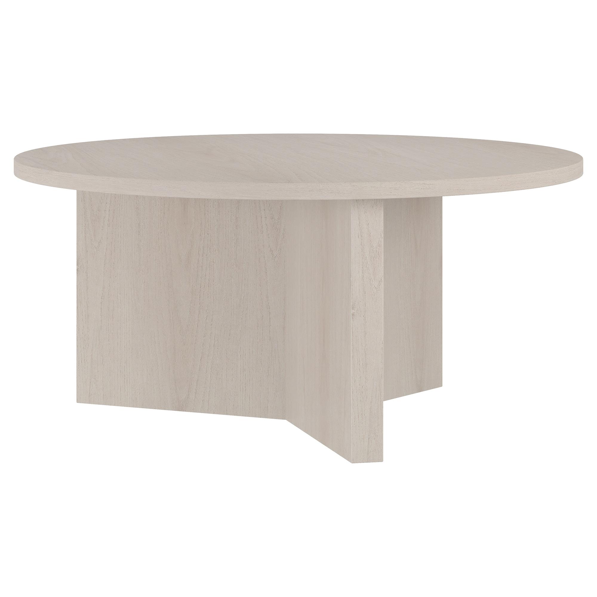 Evelyn&Zoe Anders 36" Wide Round Coffee Table, Alder White