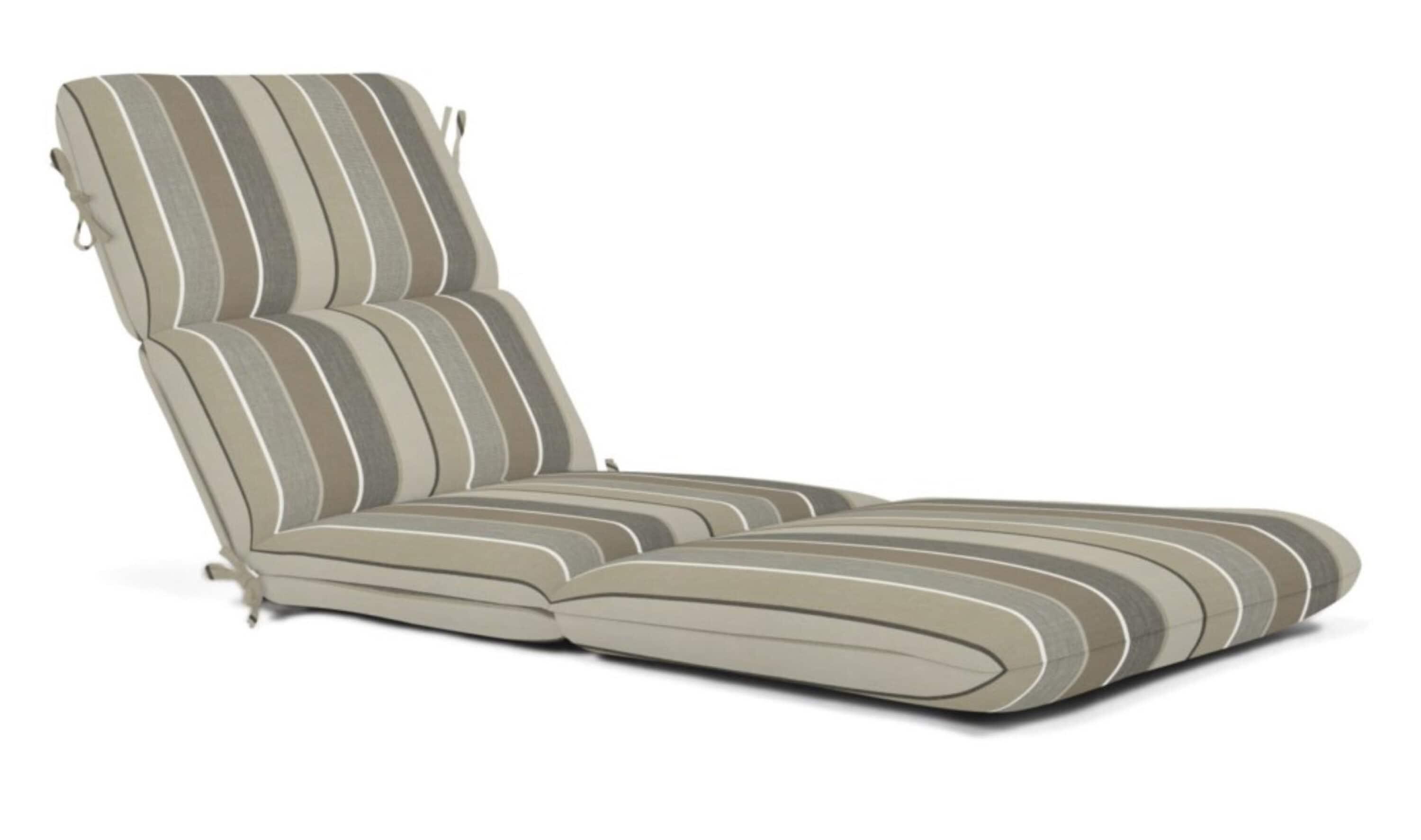 Casual Cushion Stripe Sunbrella® Fabric 1-Piece Outdoor Chaise Cushion, 22.5"W x 74"L, Milano Char