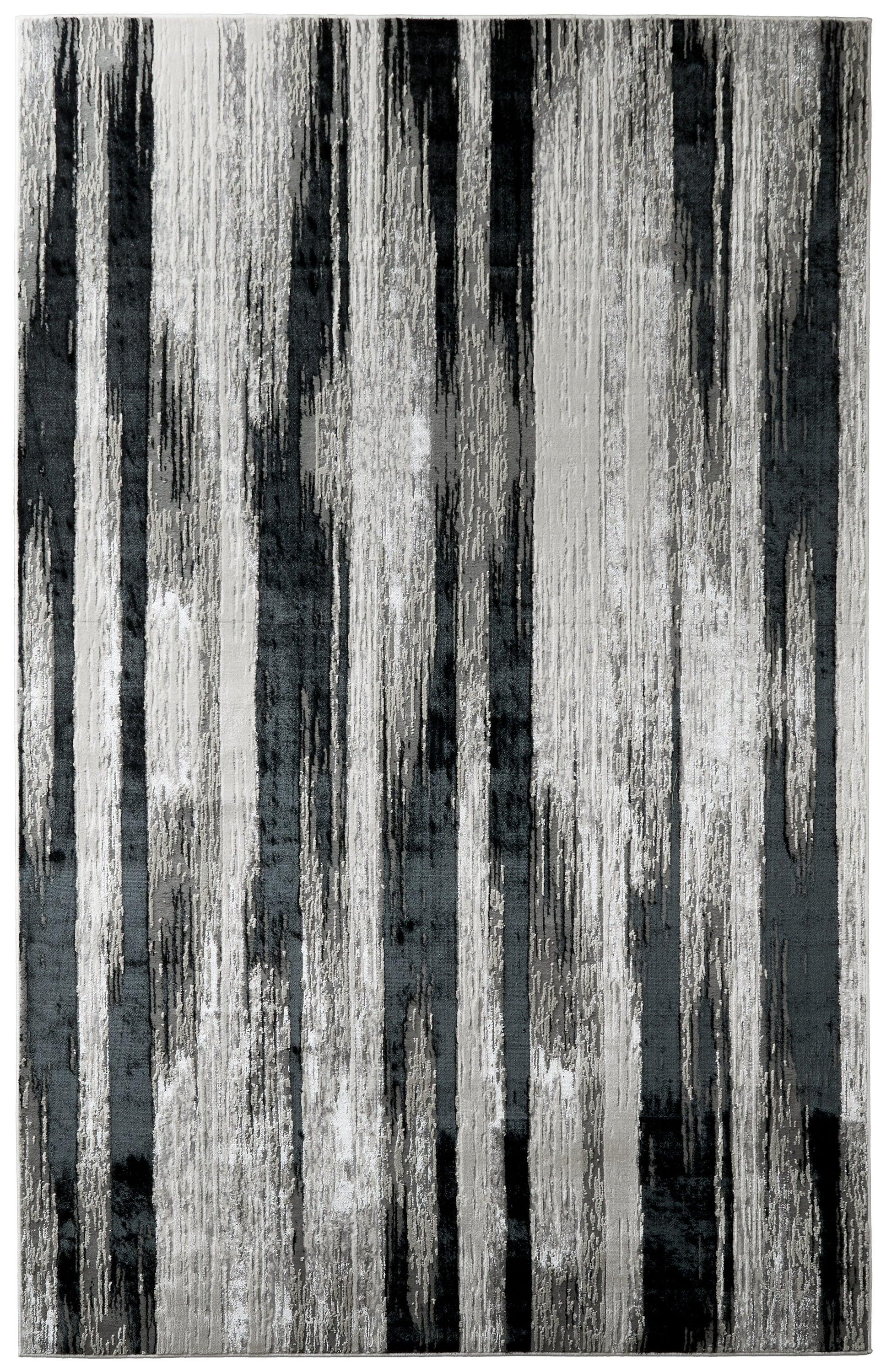 Micah Black and Silver Rectangular 10' x 13'2" Easy Care Rug