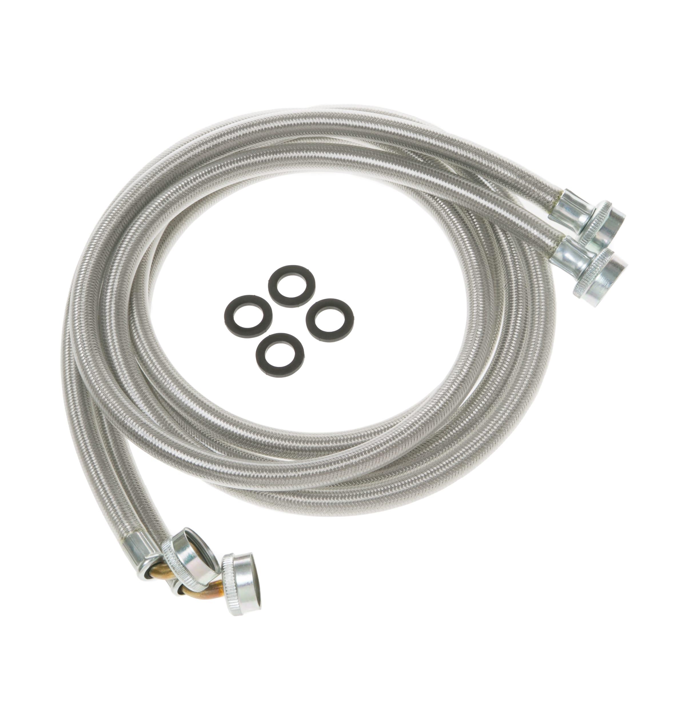 GE WX14X10011 Washing Machine Universal 6’ Stainless Steel 90° Elbow – 2 Hose Package