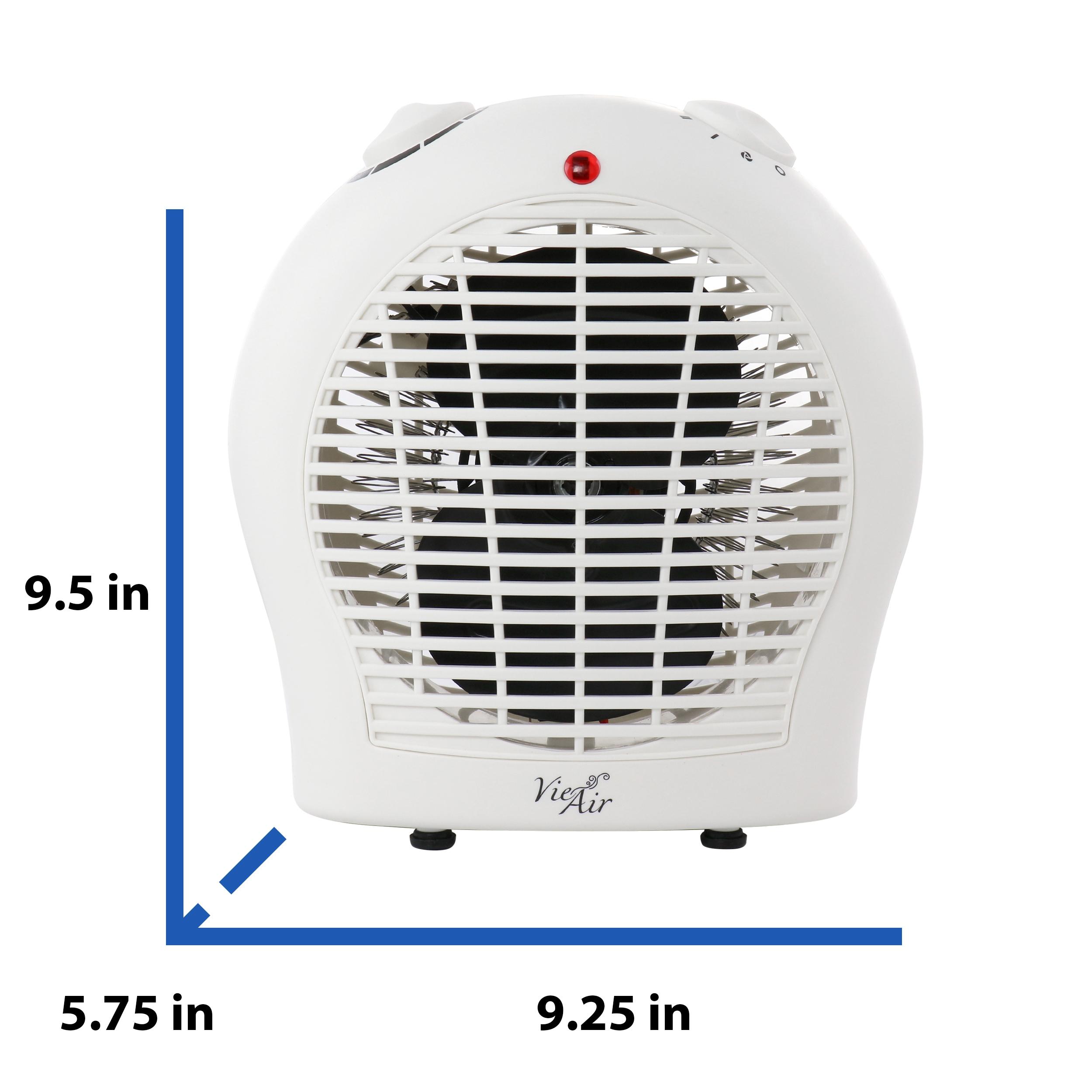 Vie Air 1500W Portable 2-Settings White Fan Heater with Adjustable Thermostat