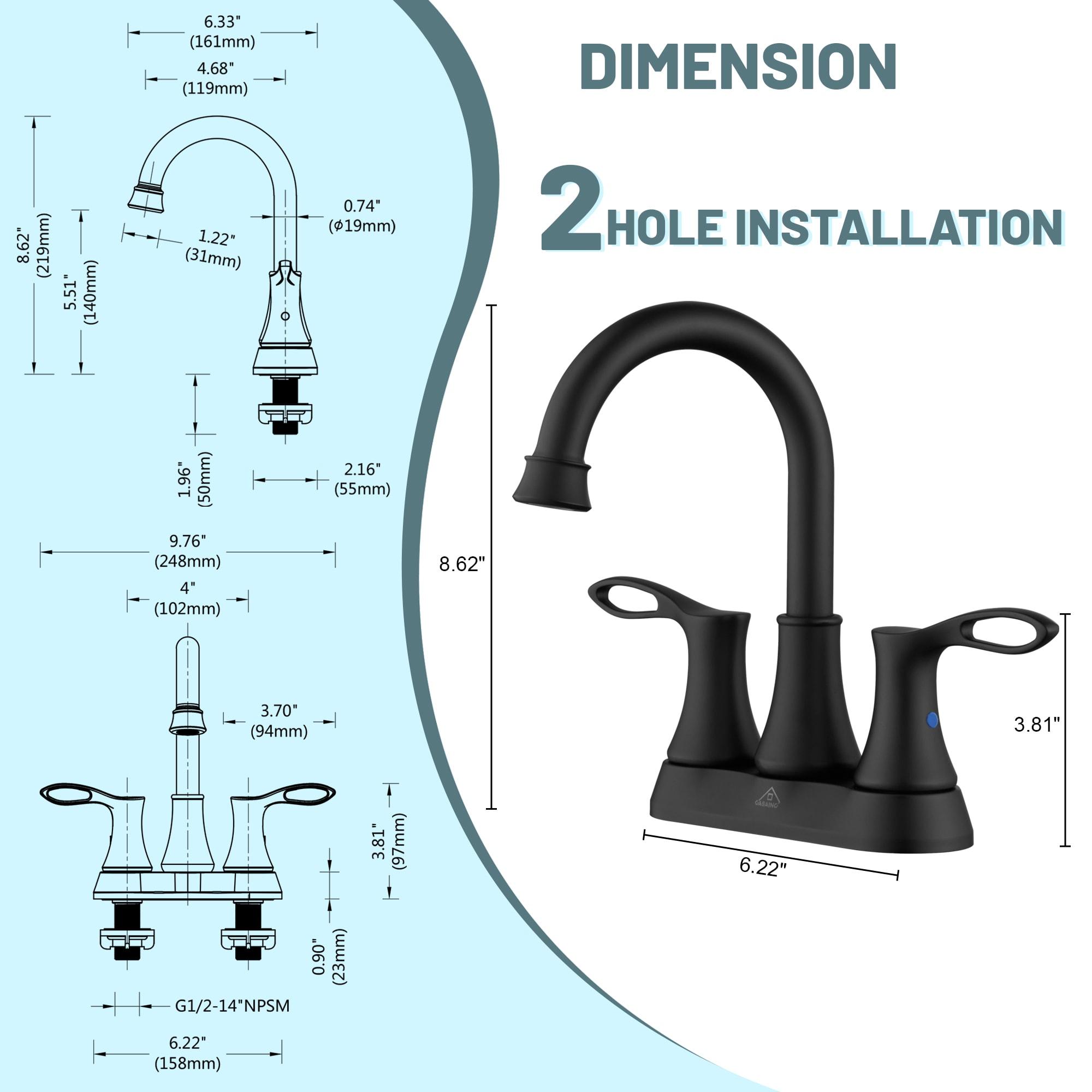 4-inch Centerset Bathroom Faucet with Drain
