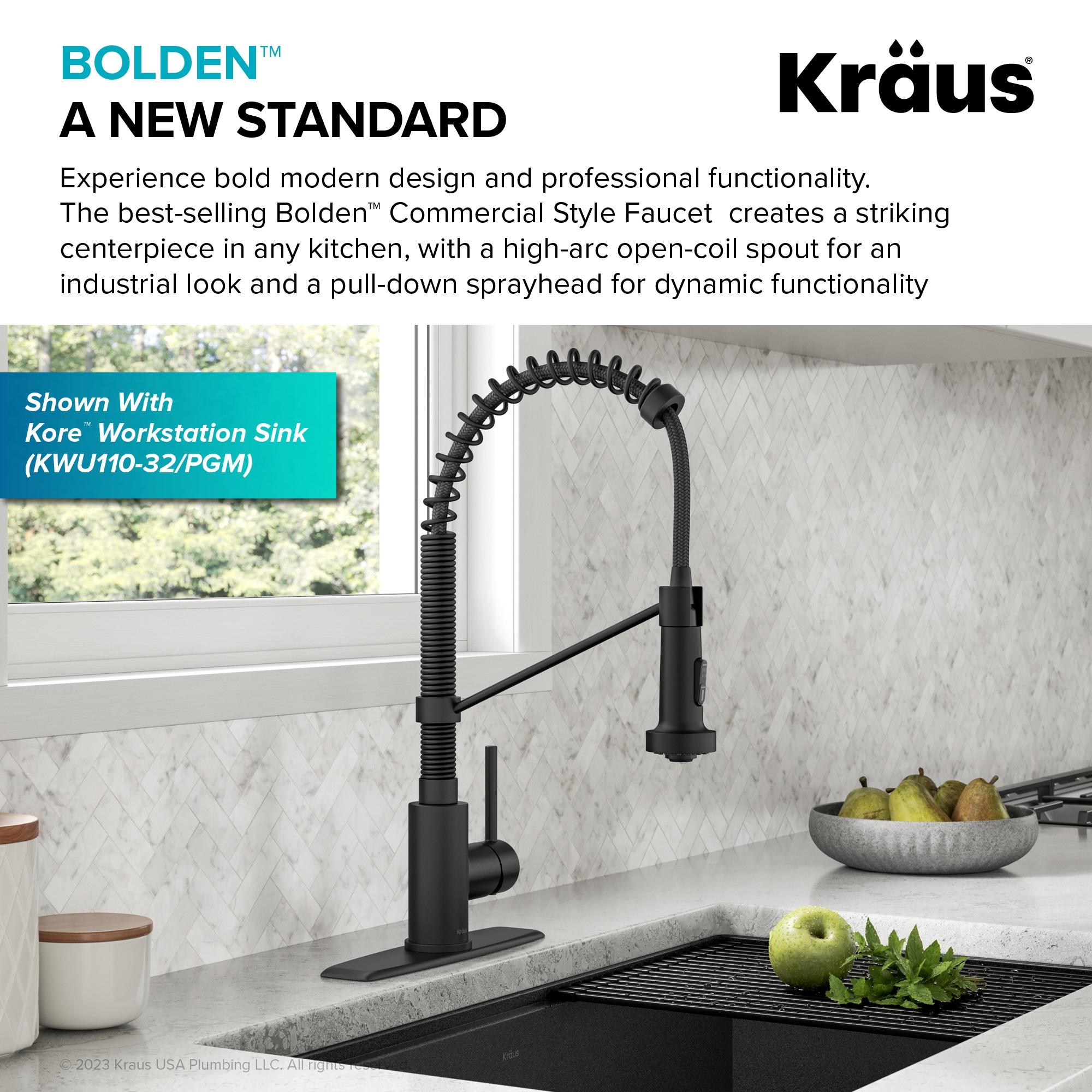 KRAUS Bolden Commercial Style 2-Function Single Handle Pull Down Kitchen Faucet