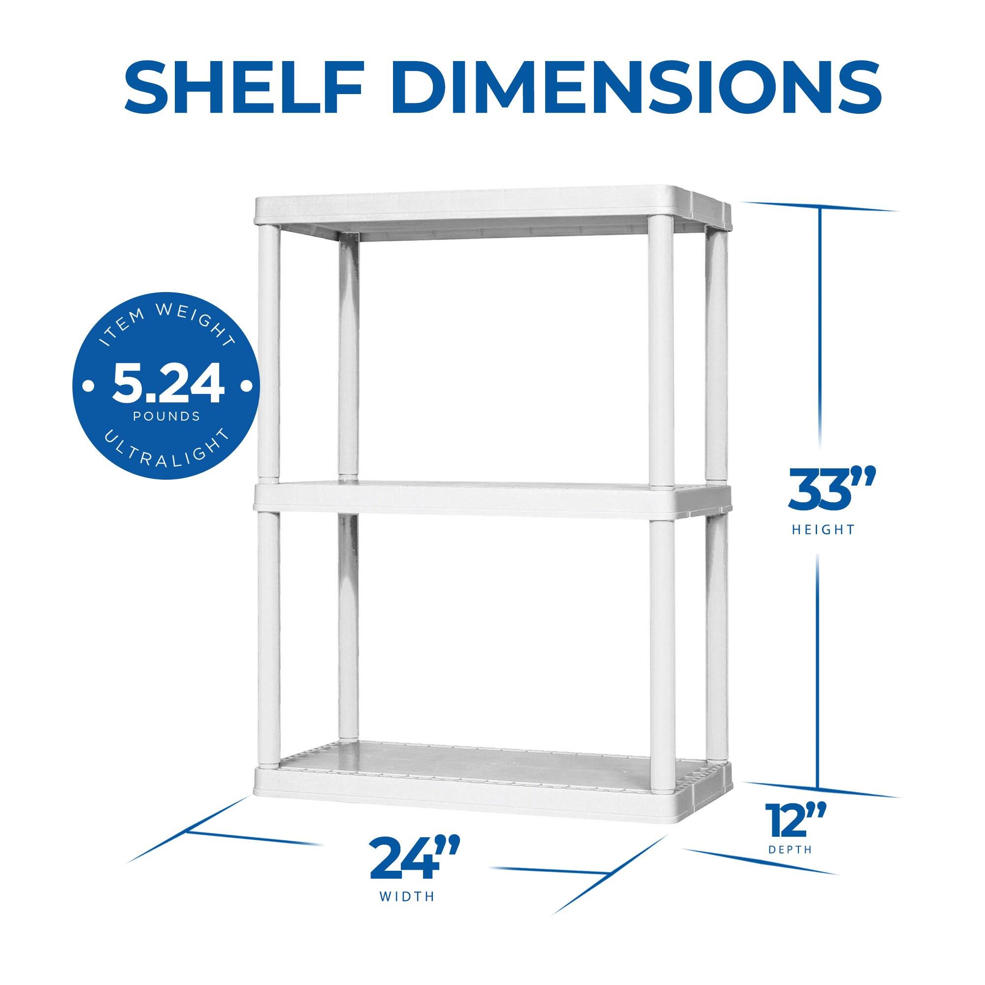 Gracious Living 3 Shelf Fixed Height Solid Light Duty Home Storage Unit