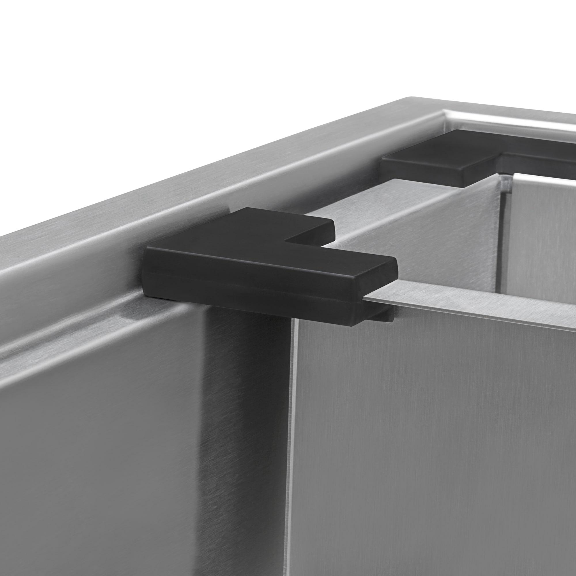 Ruvati 33 x 22 inch Workstation 60/40 Topmount Rounded Corners Stainless Steel Kitchen Sink