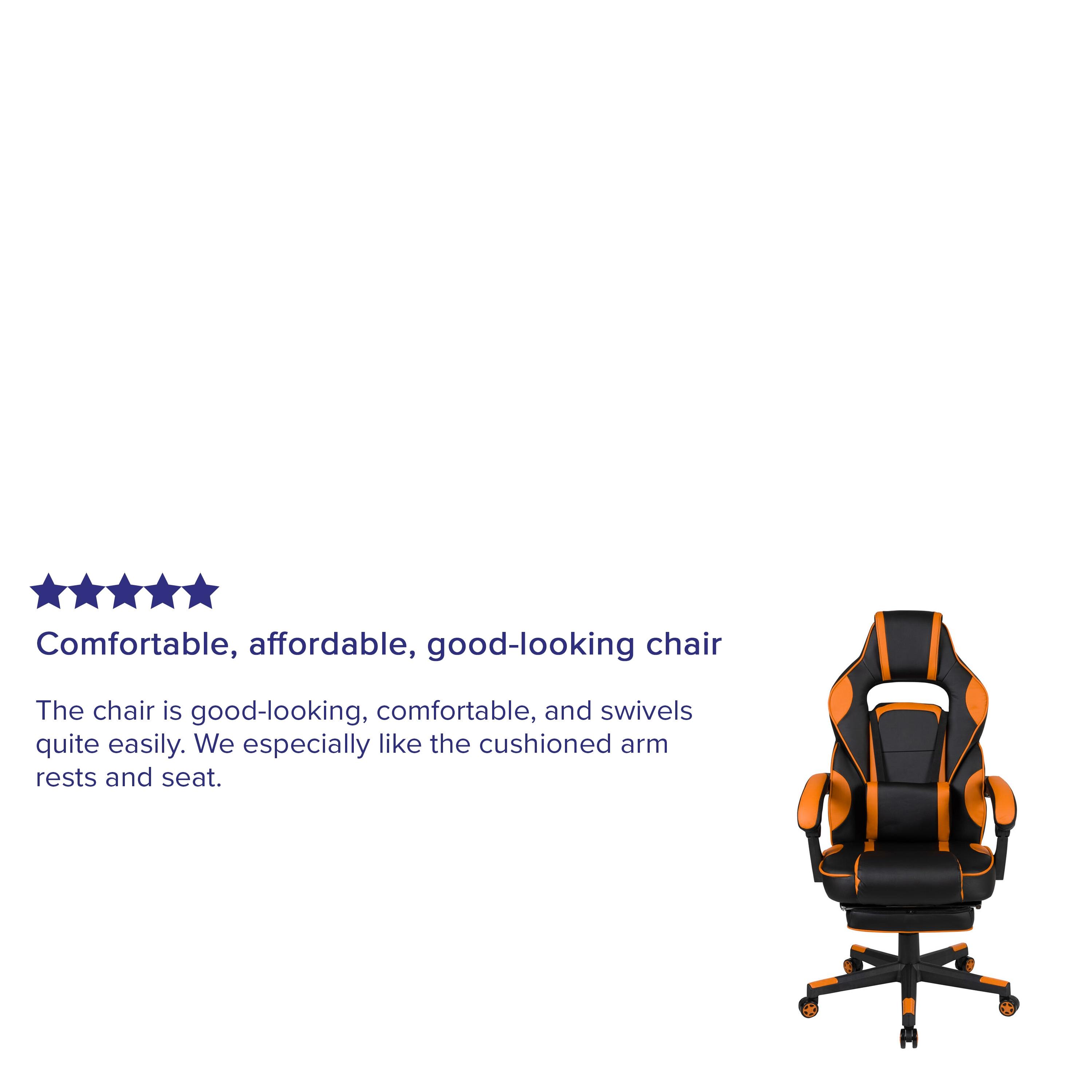 Flash Furniture X40 Gaming Chair Racing Ergonomic Computer Chair with Fully Reclining Back/Arms, Slide-Out Footrest, Massaging Lumbar - Black/Orange