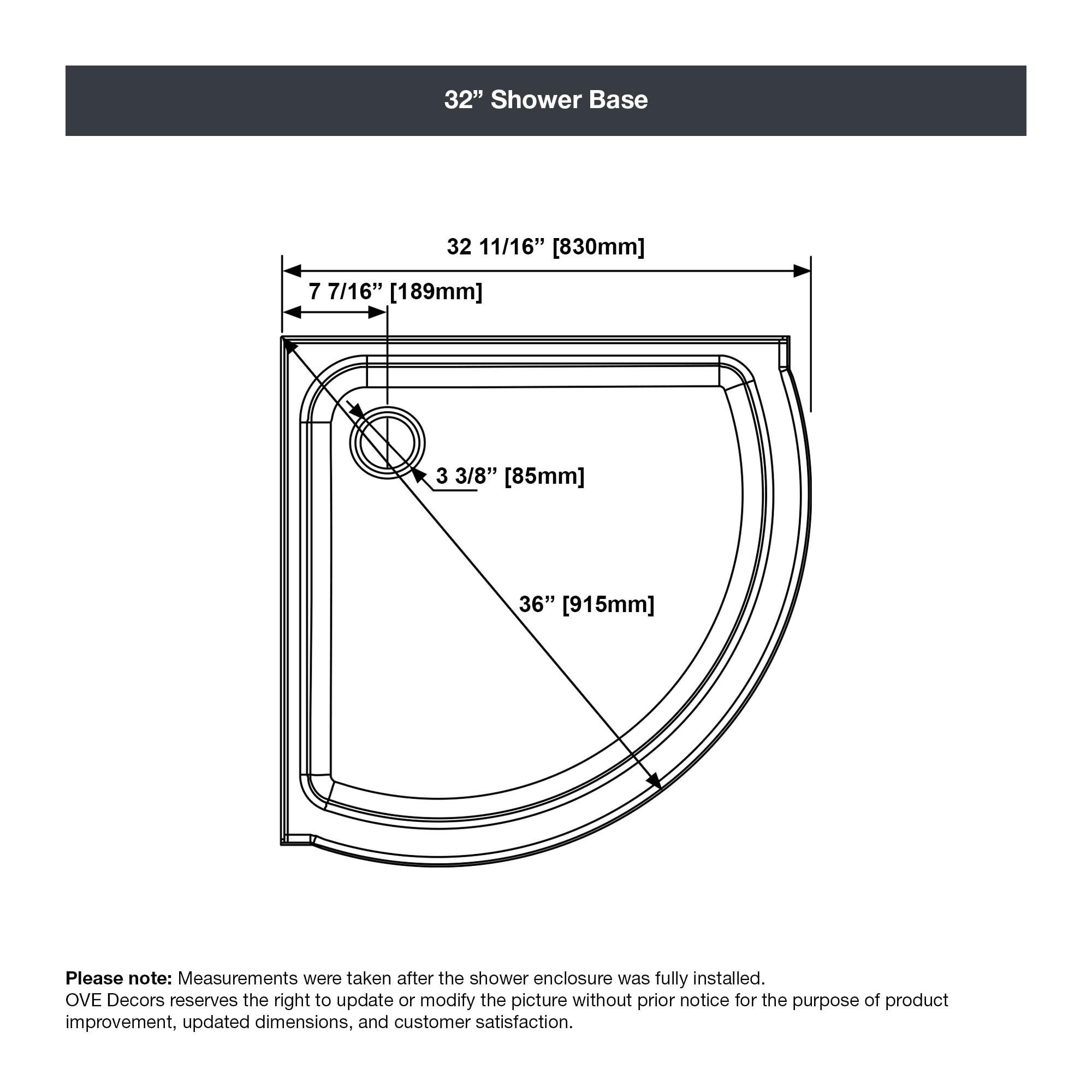 OVE Decors Breeze Premium 33 in. Framed Round Shower Kit w/ Clear Glass, Base