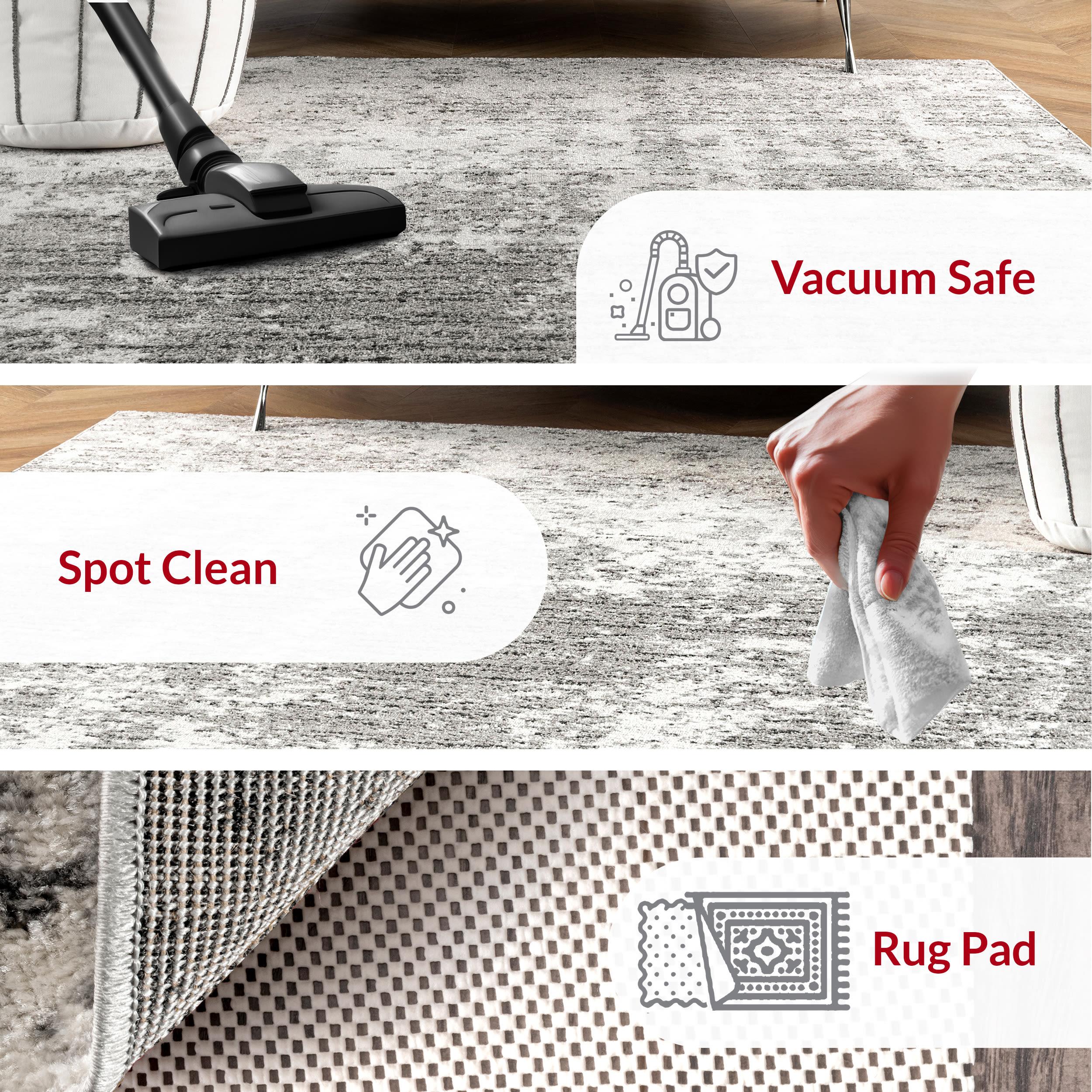 Deedra Modern Abstract Power Loom Performance Gray/White Rug