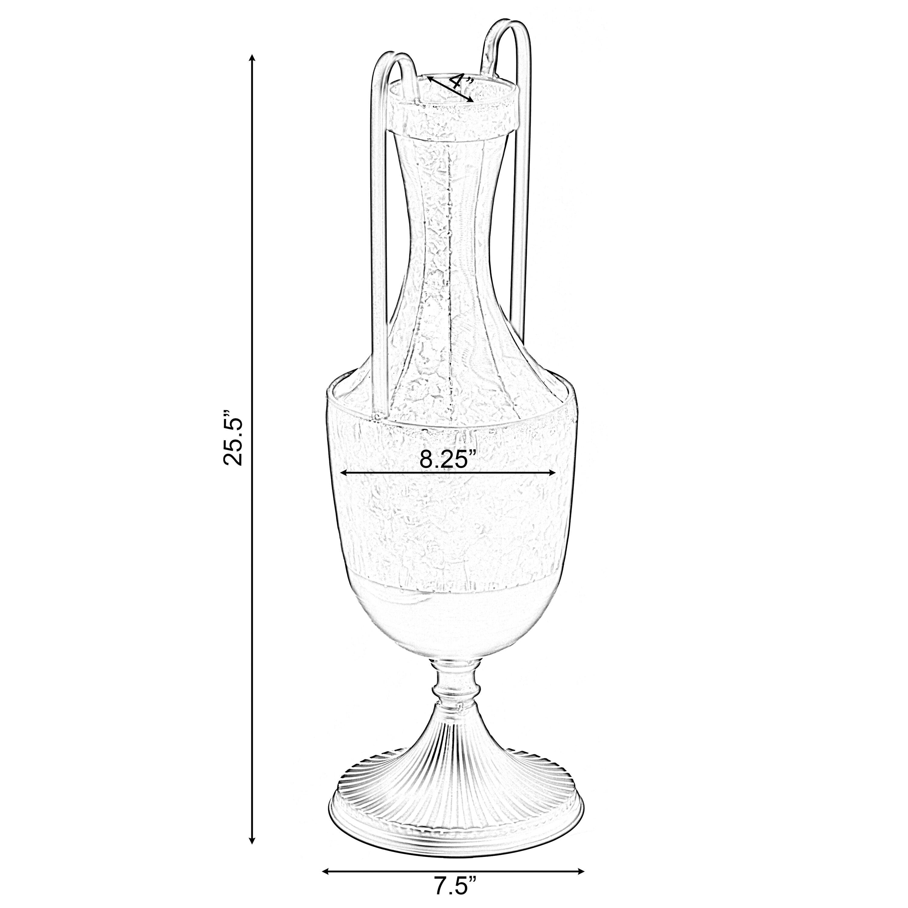Uniquewise Decorative Antique Style 2 Handle Metal Jug Floor Vase for Entryway, Living Room, or Dining Room Elegant Home Decor Accent – 26 inches Tall