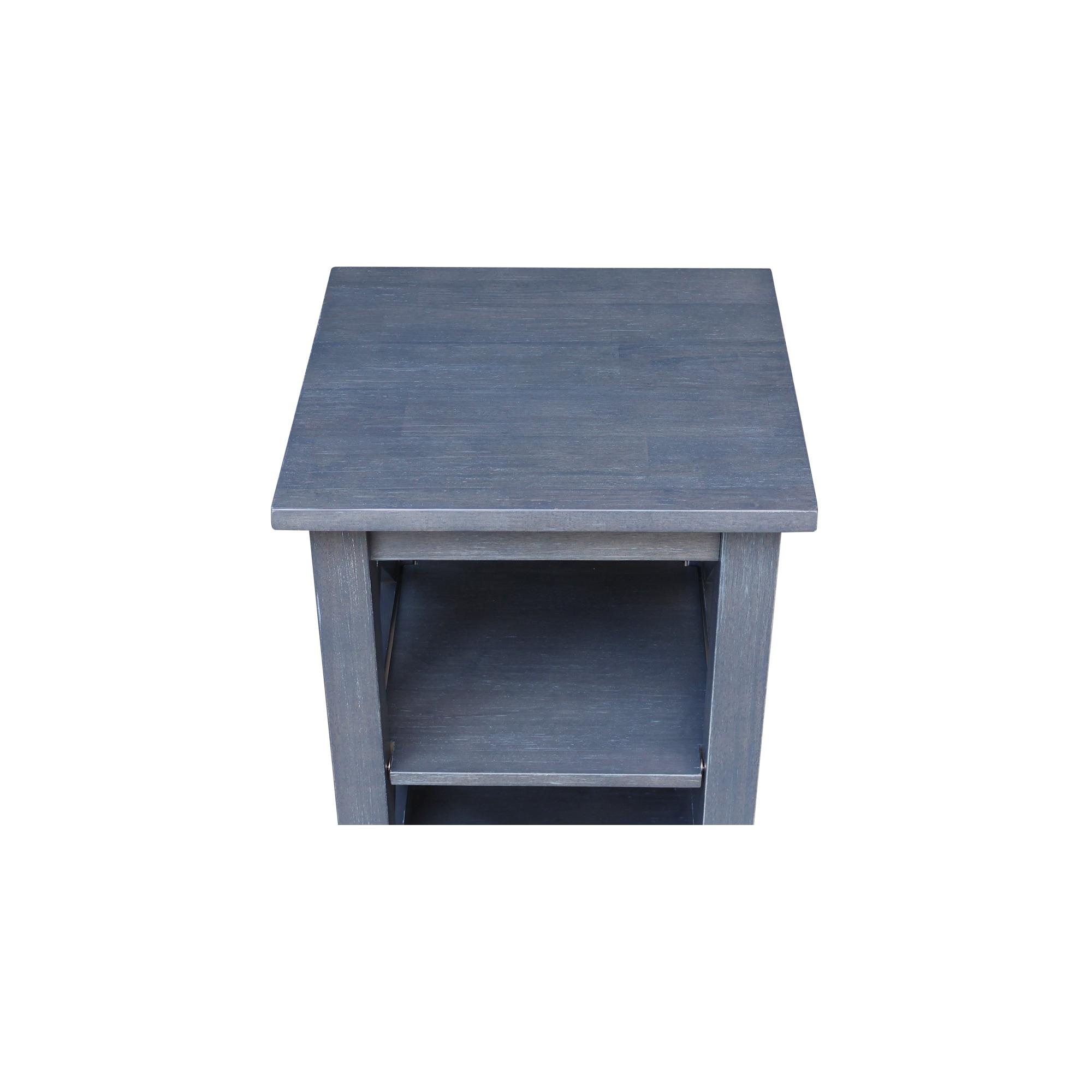Hampton Accent Table with Shelves Heather Gray/Antique Washed - International Concepts: Solid Wood, Fixed Shelf Storage