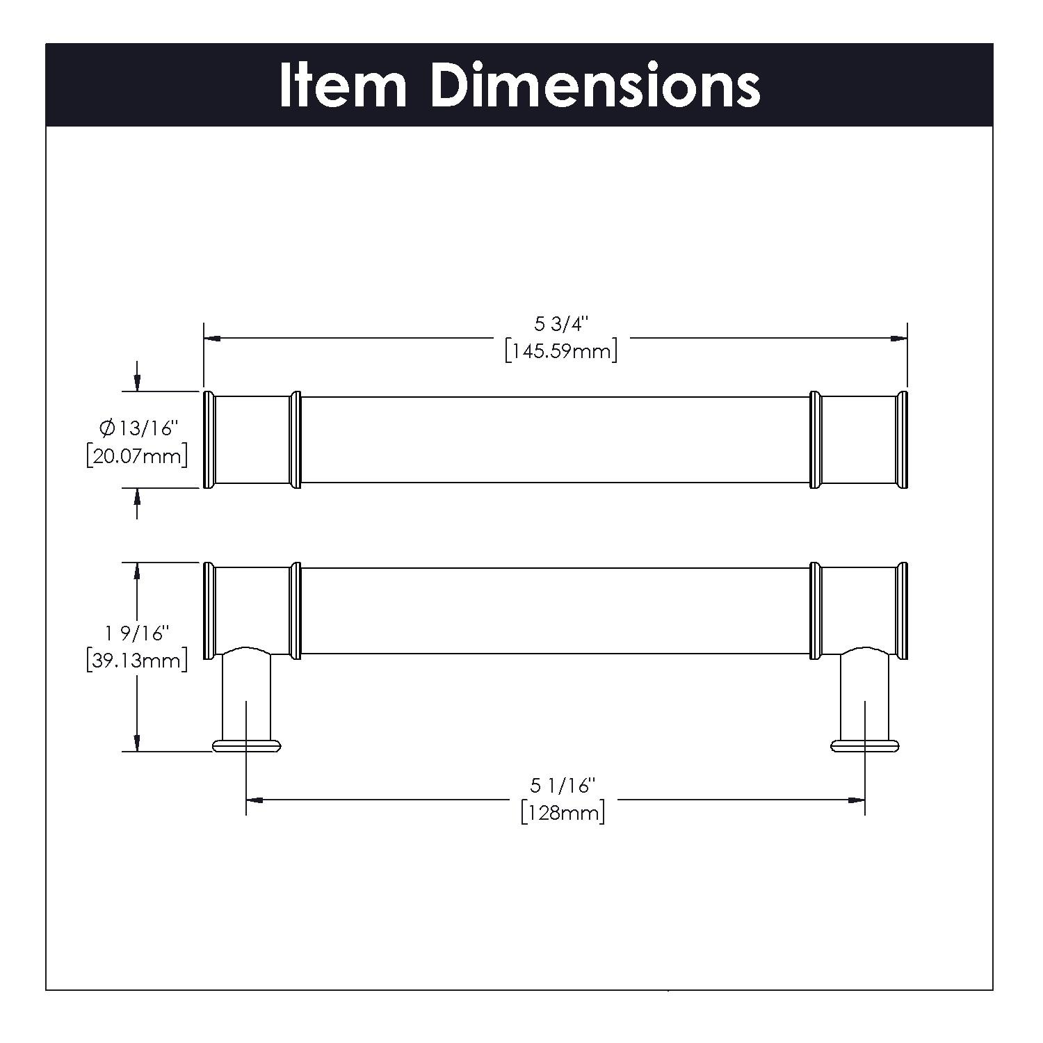 Midway Kitchen Cabinet Handles, Solid Core Drawer Pulls for Cabinet Doors, 5-1/16" (128mm)