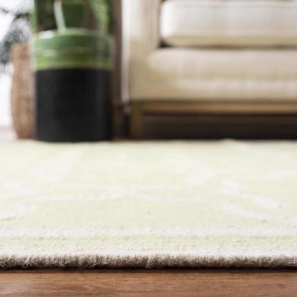 SAFAVIEH Dhurries Myles Geometric Area Rug, Light Green/Ivory, 6' x 6' Square