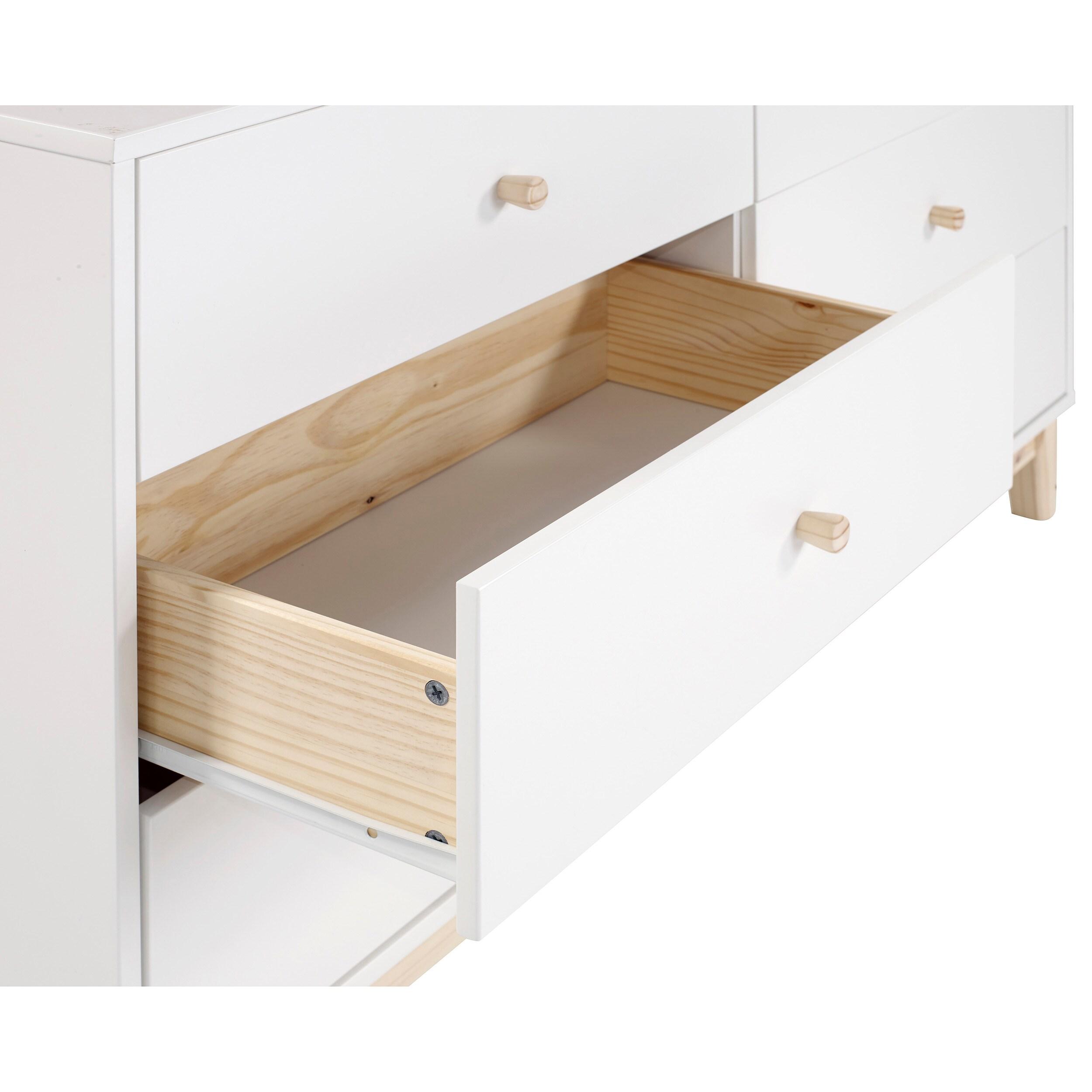 Alaterre Furniture MOD 60 in. Wood 6-Drawer Double Dresser, White, Bedroom Storage Furniture, Metal Drawers Glides, Wooden Drawer Knobs, Kids or Adults Rooms