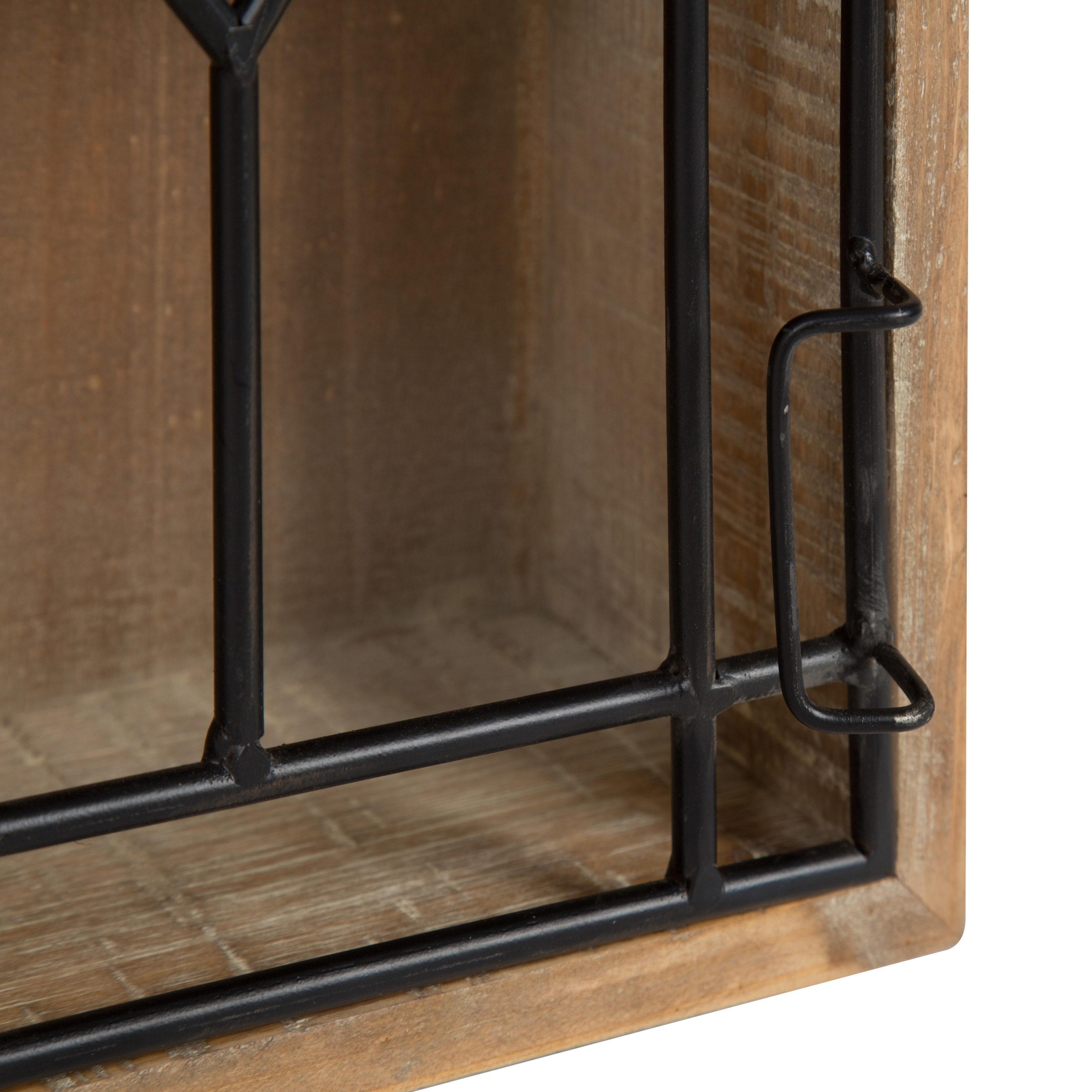 Kate and Laurel - Megara Wooden Decorative Curio Cabinet with Black Iron Door, Rustic Brown