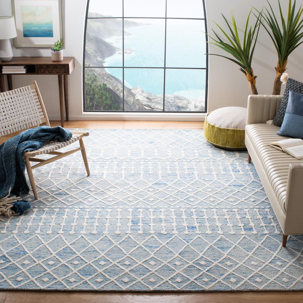 Blossom BLM115 Hand Tufted Area Rug - Blue/Ivory - 8'x10' - Safavieh.