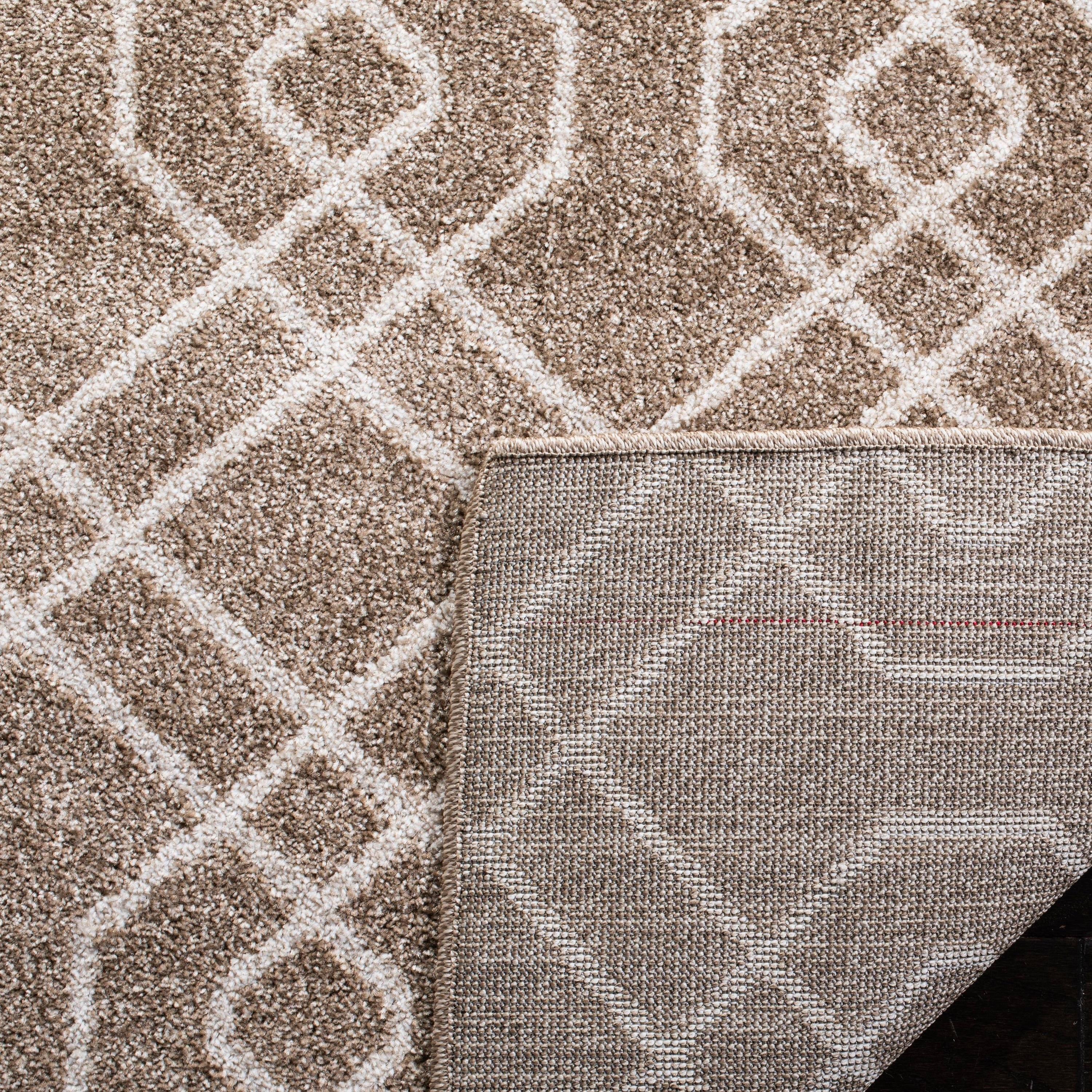Wheat Beige 8' x 10' Geometric Easy-Care Area Rug