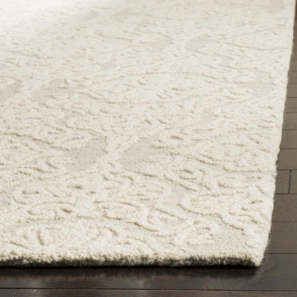 Blossom BLM112 Hand Tufted Indoor Area Rug - Silver/Ivory - 6'x6' - Safavieh