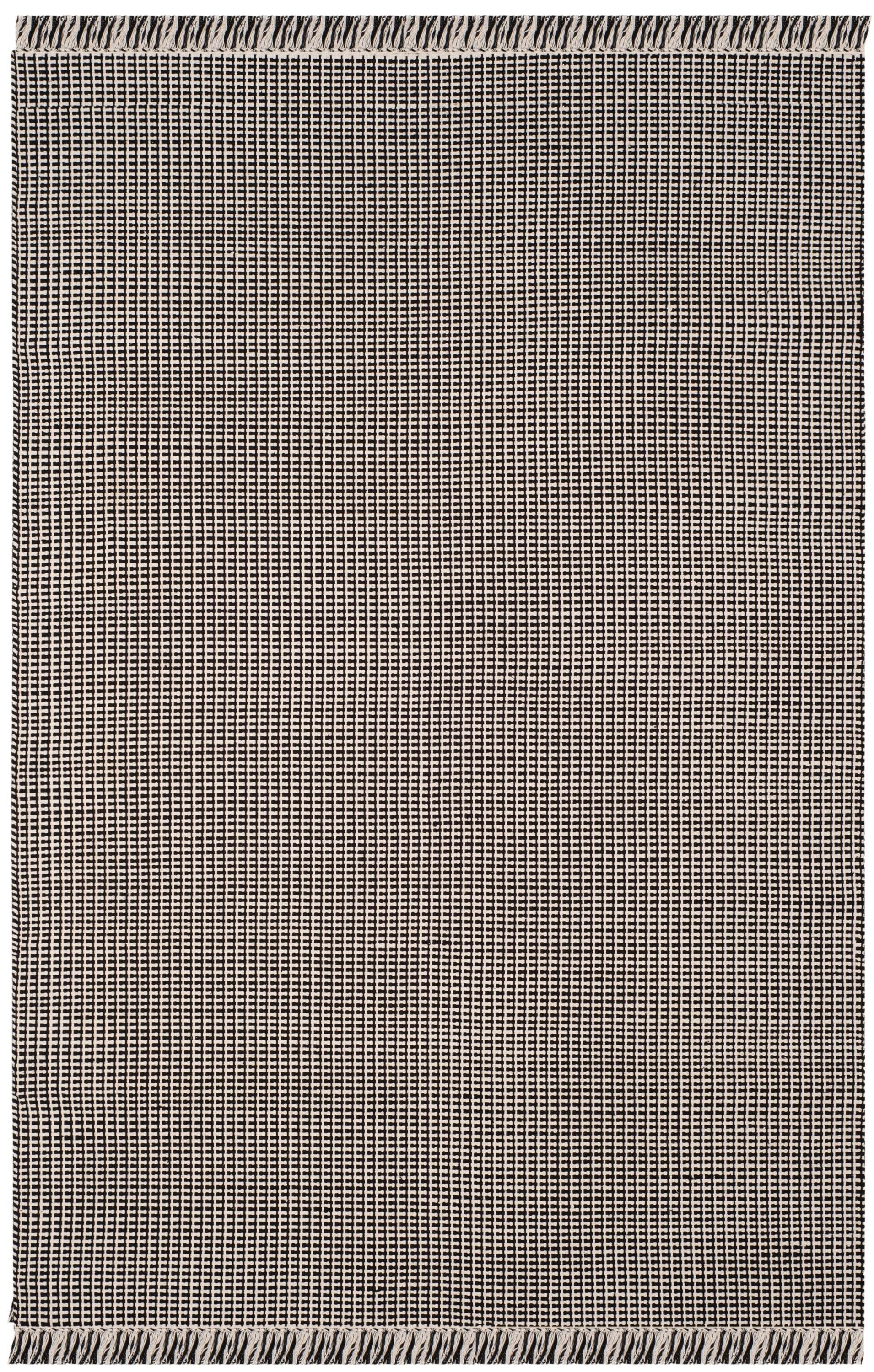 SAFAVIEH Montauk Patton Geometric Cotton Area Rug, Ivory/Black, 9' x 12'