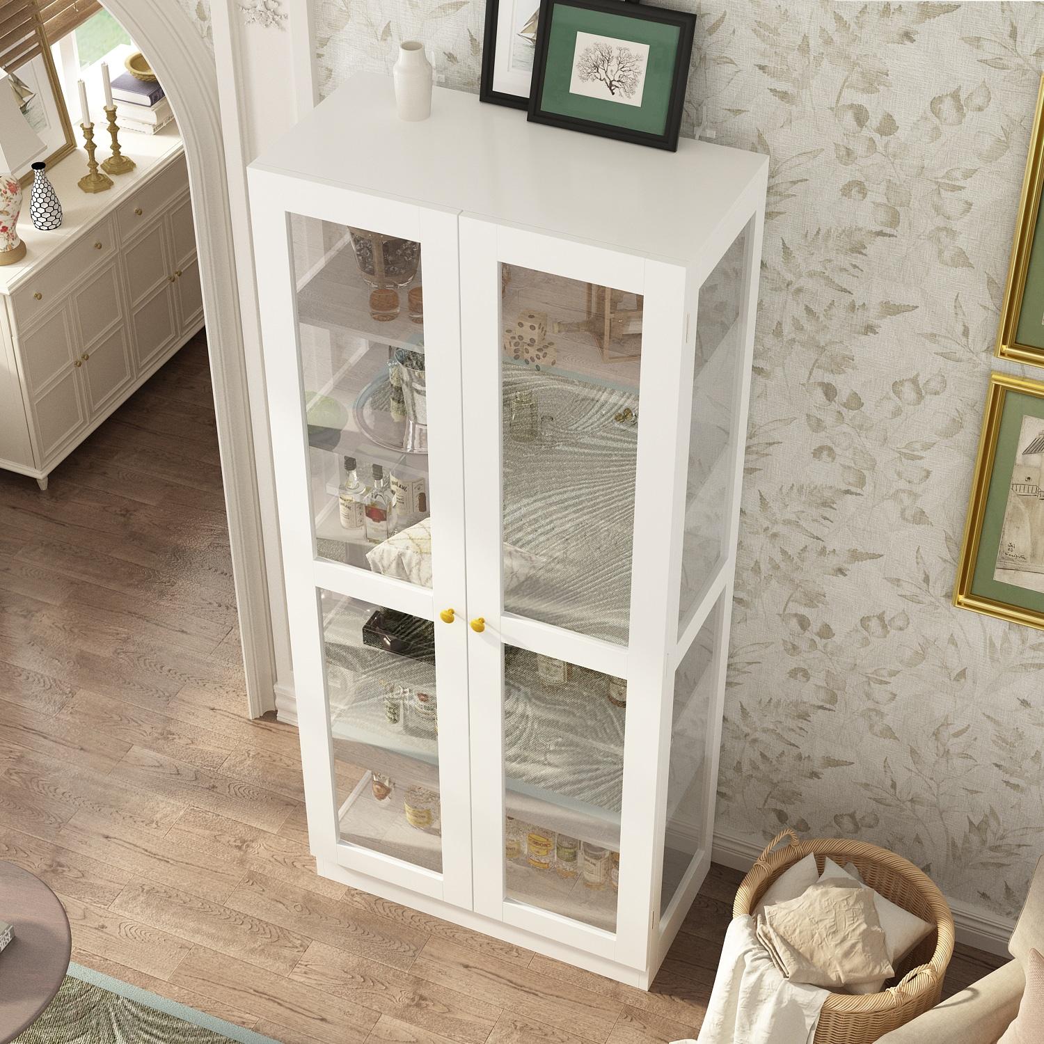 FUFU & GAGA Curio Cabinet with 6 Shelves and Glass Door, White Display Storage