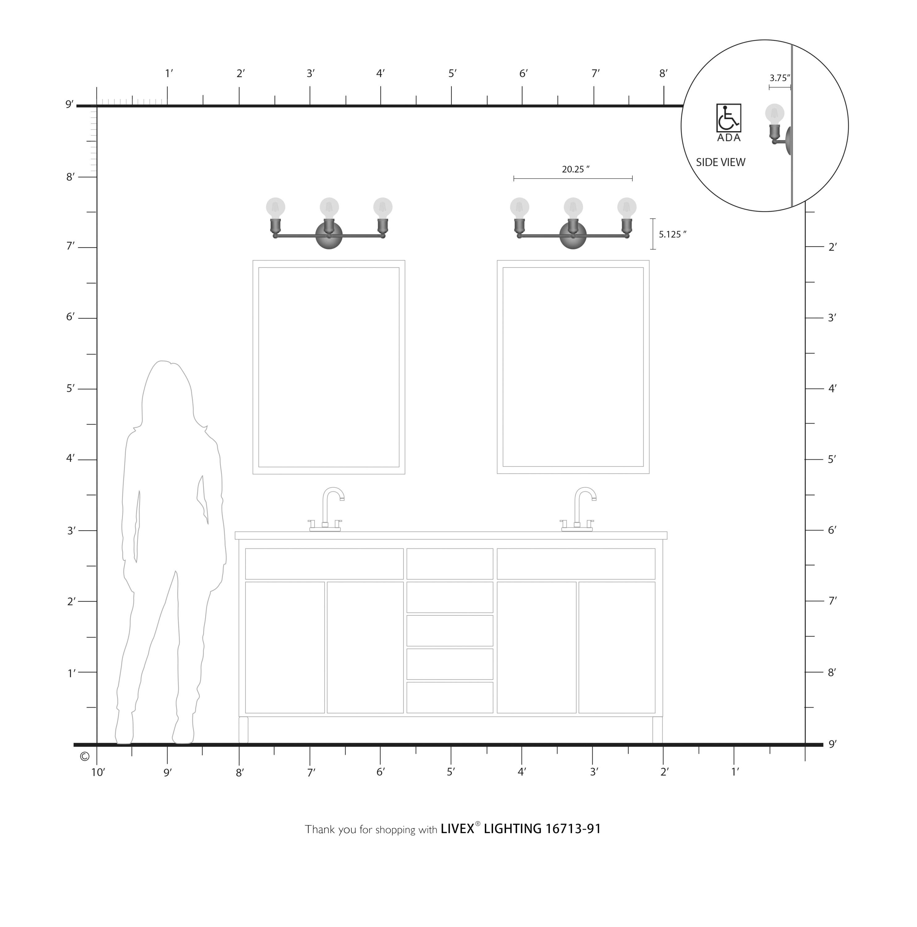 Livex Lighting Lansdale 3 - Light Vanity in  Brushed Nickel