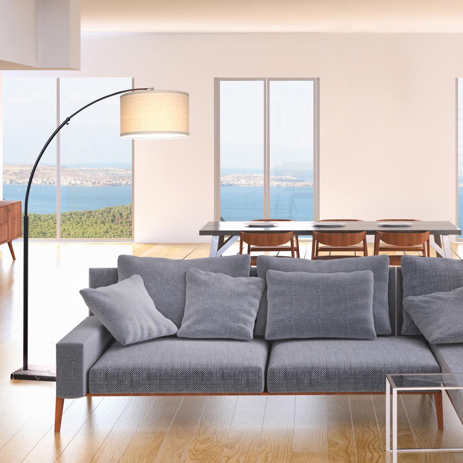 Brightech Logan 76 in. Adjustable and Extendable LED Arched Gold Floor Lamp with Weighted Marble Base - LED Bulb Included