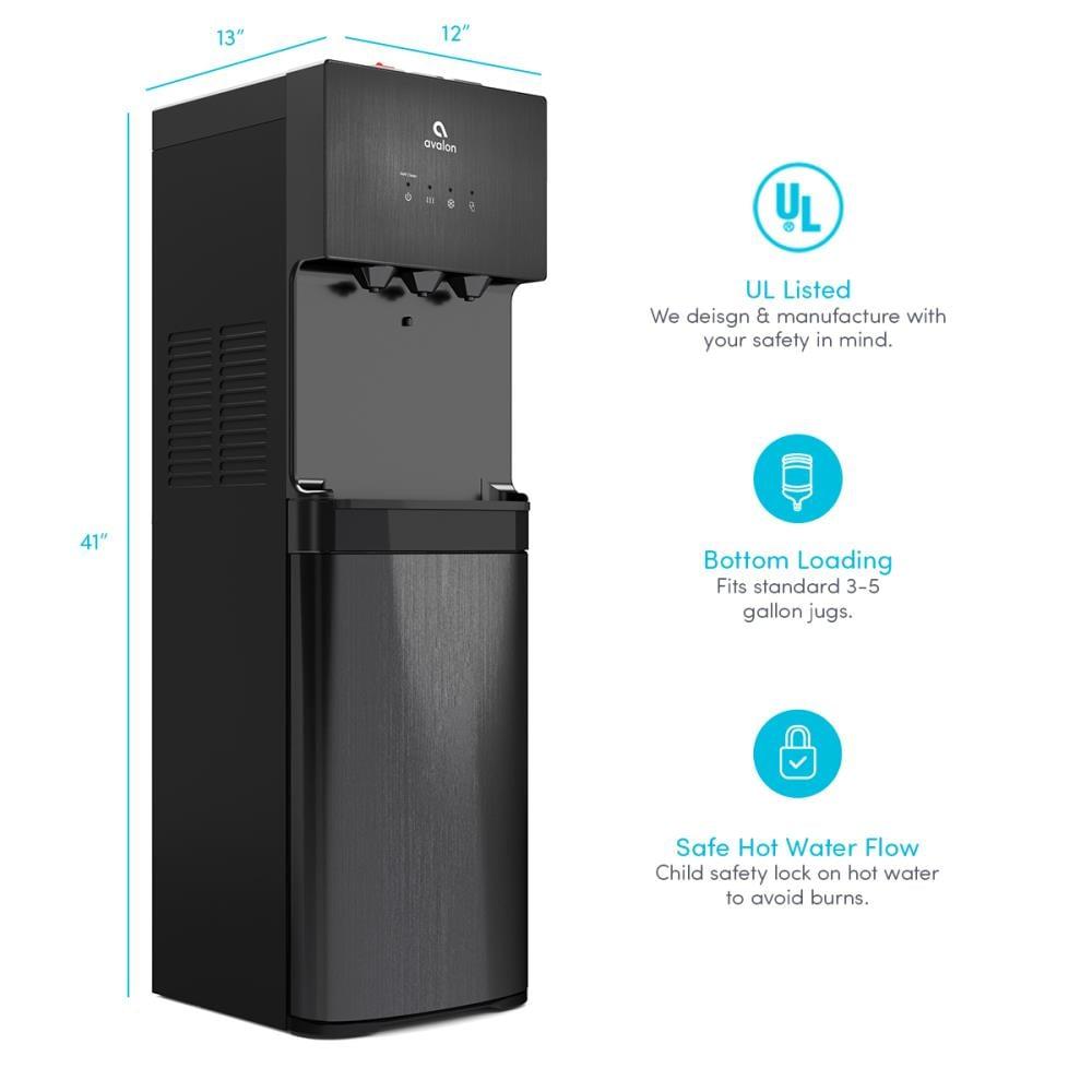 Black Stainless Steel Bottom Loading Water Cooler Dispenser