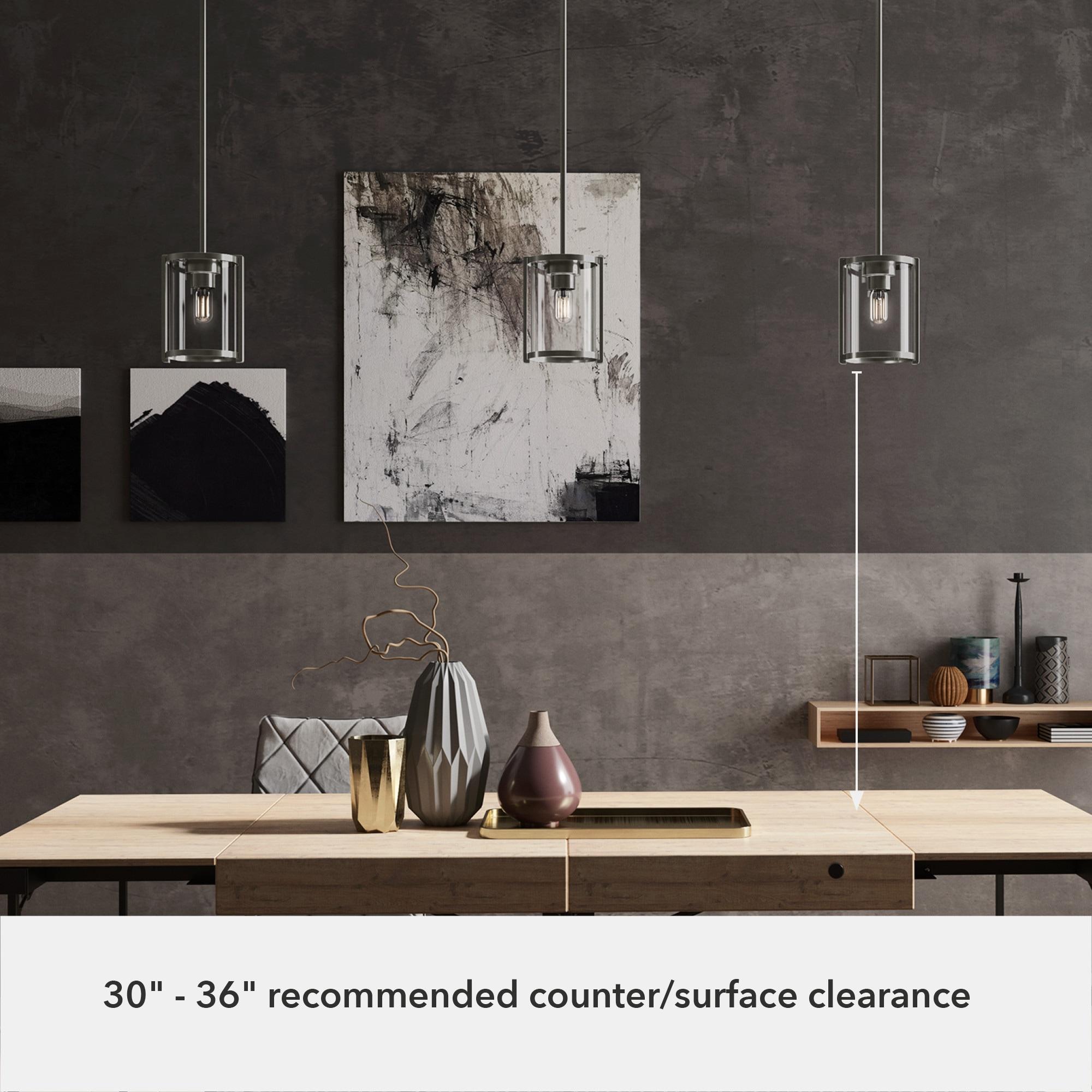 Astwood Clear Glass Mini Pendant Ceiling Light Fixture Silver - Hunter Fan: UL Listed, Adjustable Height