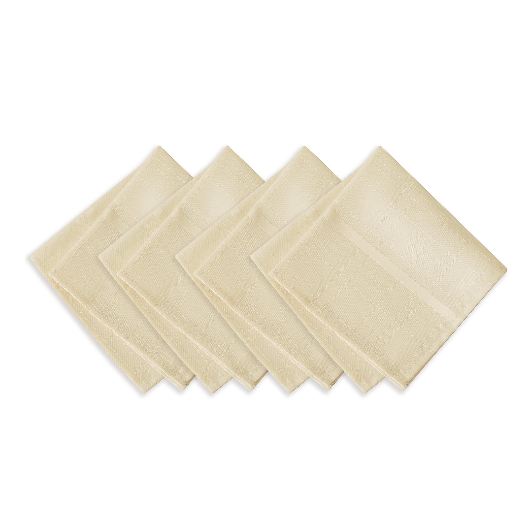 Elegance Plaid Stain Resistant Napkin Set of 4 - 17" x 17" - Beige - Elrene Home Fashions