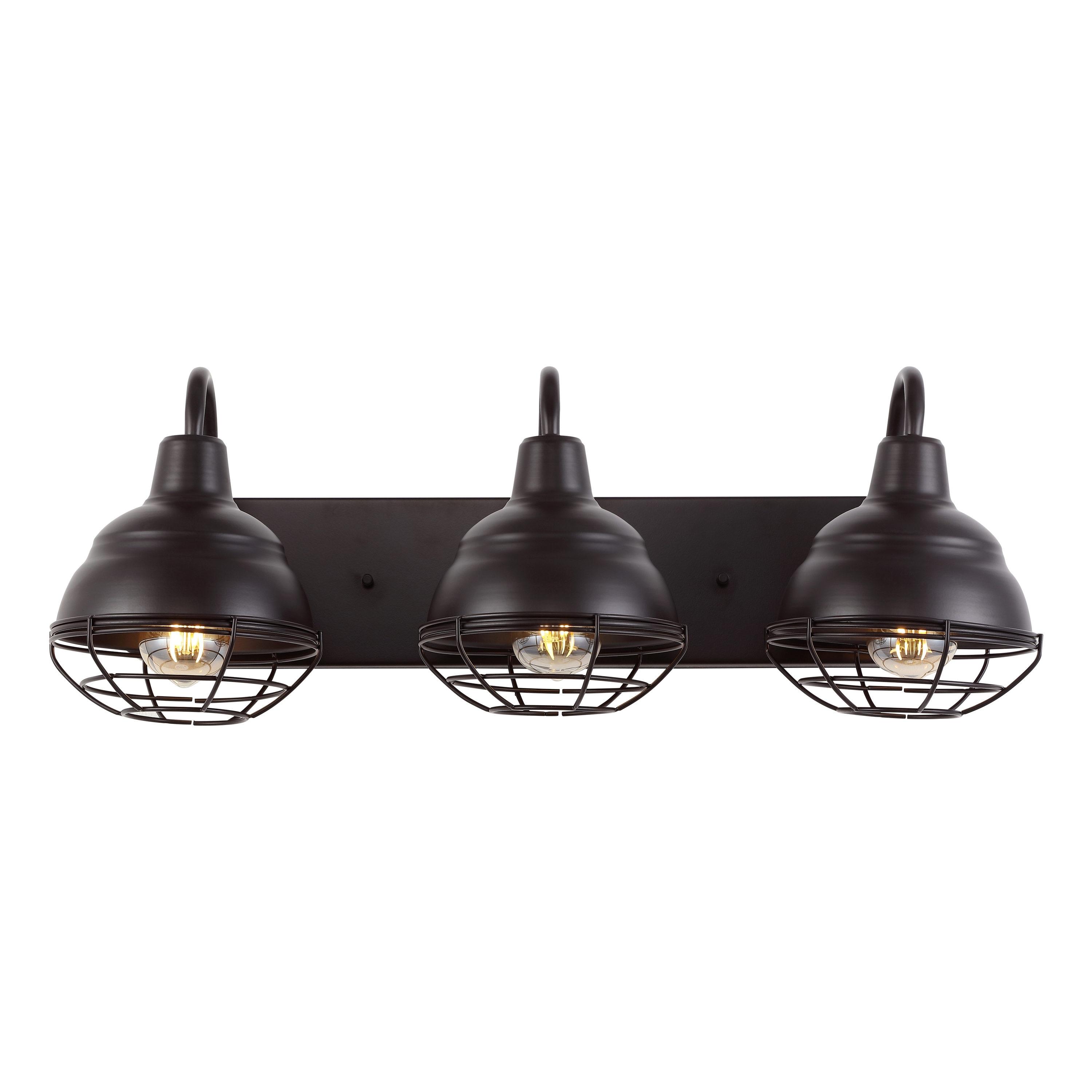 JONATHAN Y Levi 24.5" 3-Light Industrial Farmhouse Iron LED Vanity, Oil Rubbed Bronze