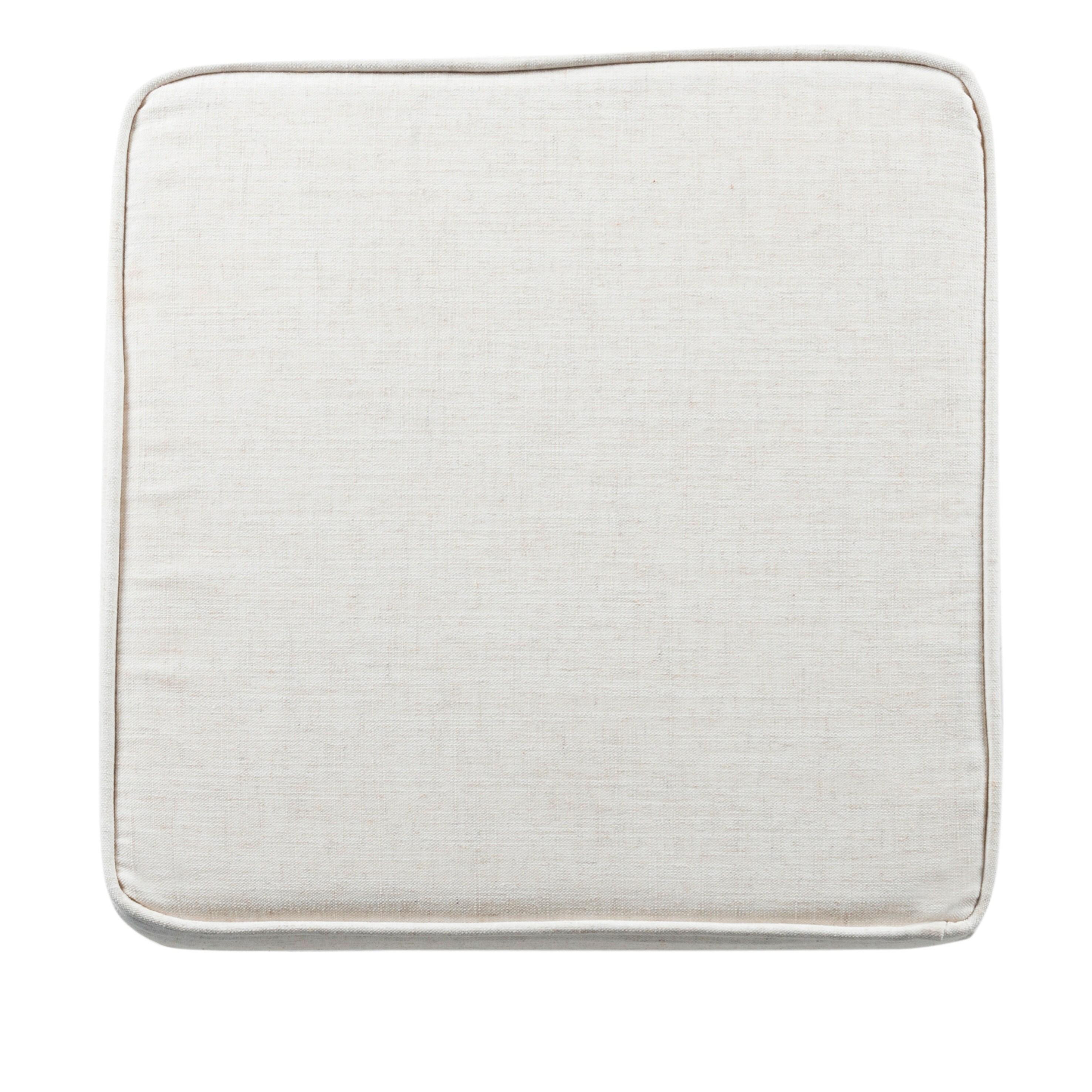 HomePop Cole Classics Square Storage Ottoman with Lift Off Top Linen: Upholstered Footstool, Wood Legs, Polyester