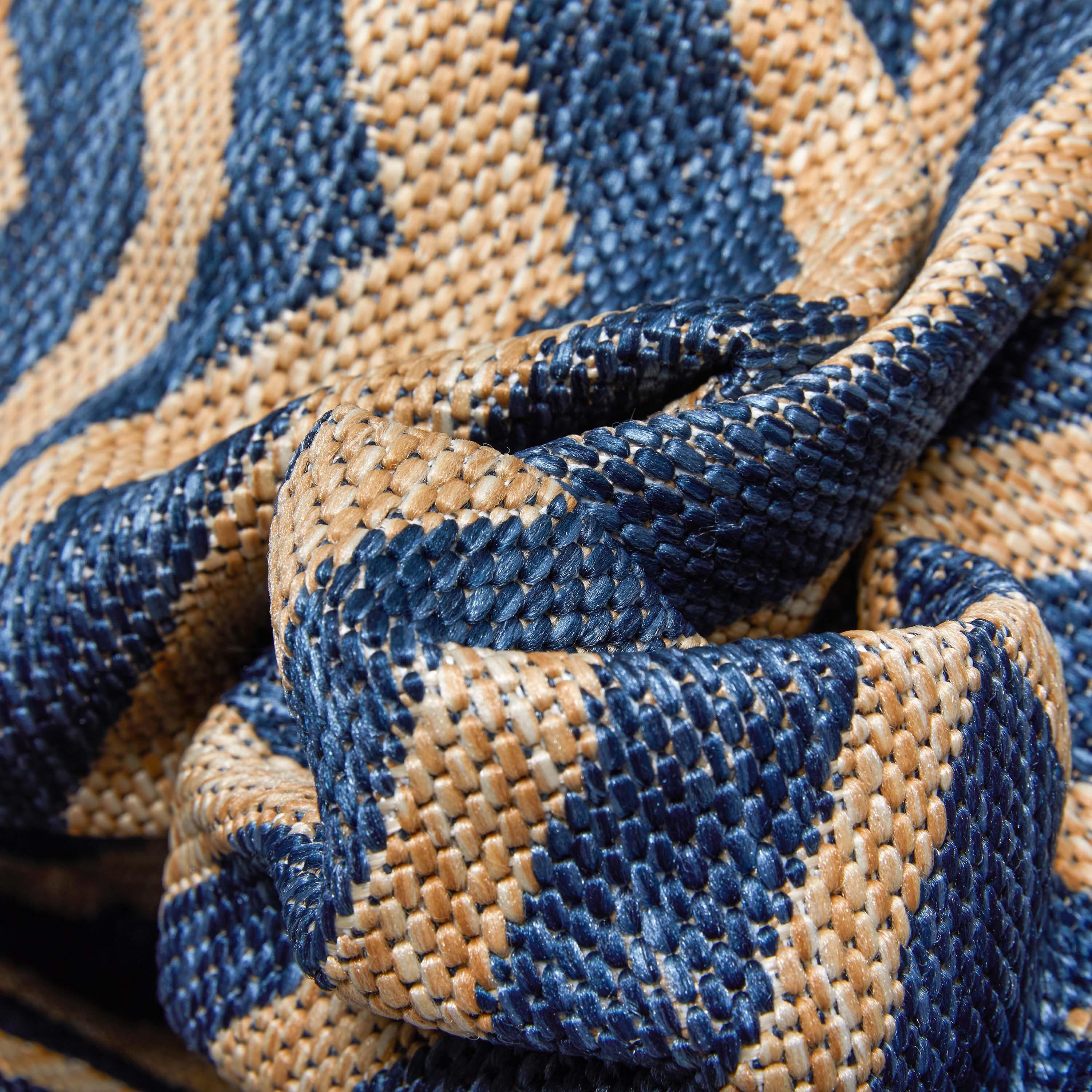 Marshanna Kesia Modern Stripes Indoor/Outdoor Blue Flat-Weave Rug