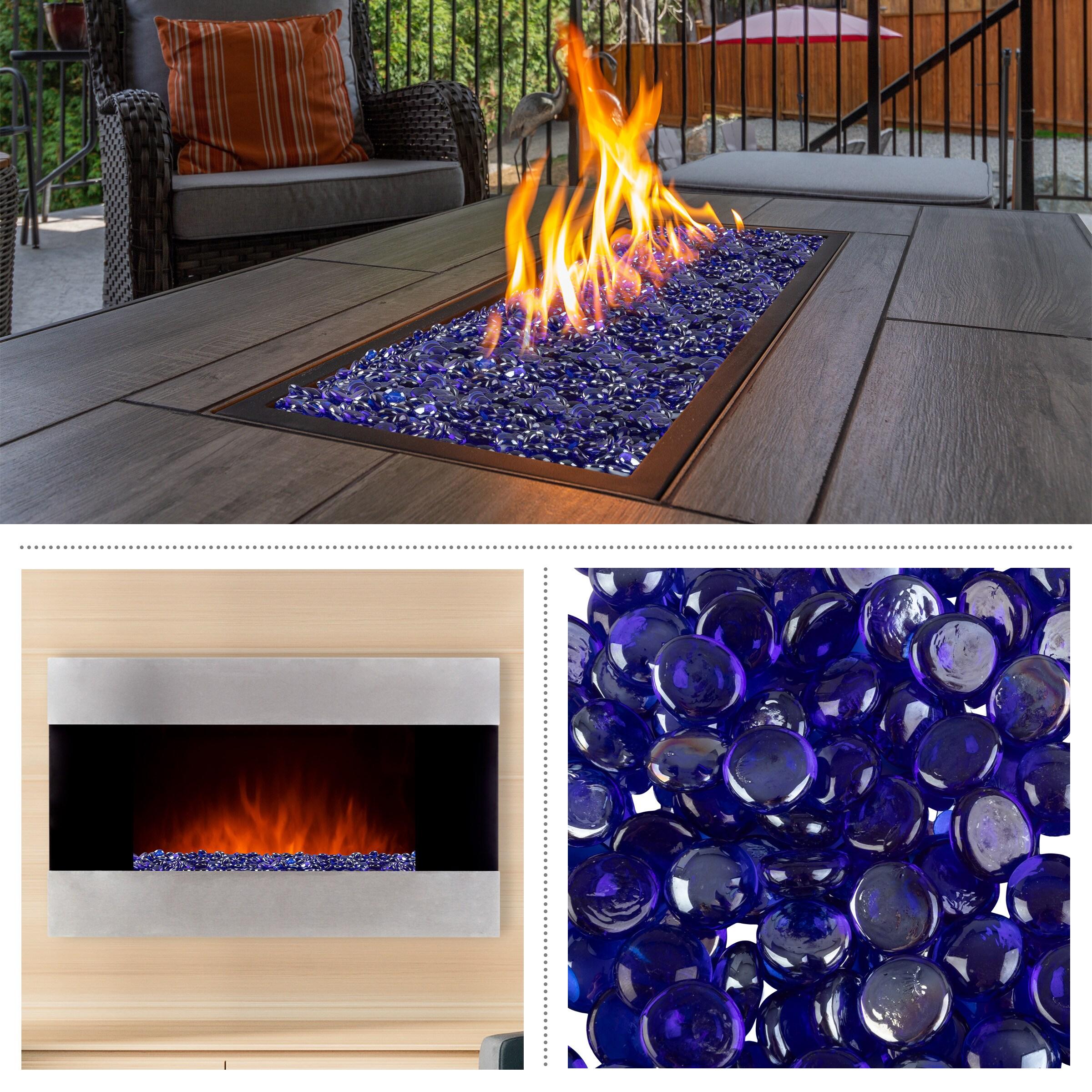 Home-Complete 10.47 lbs .75" Marbles Fire Glass Blue