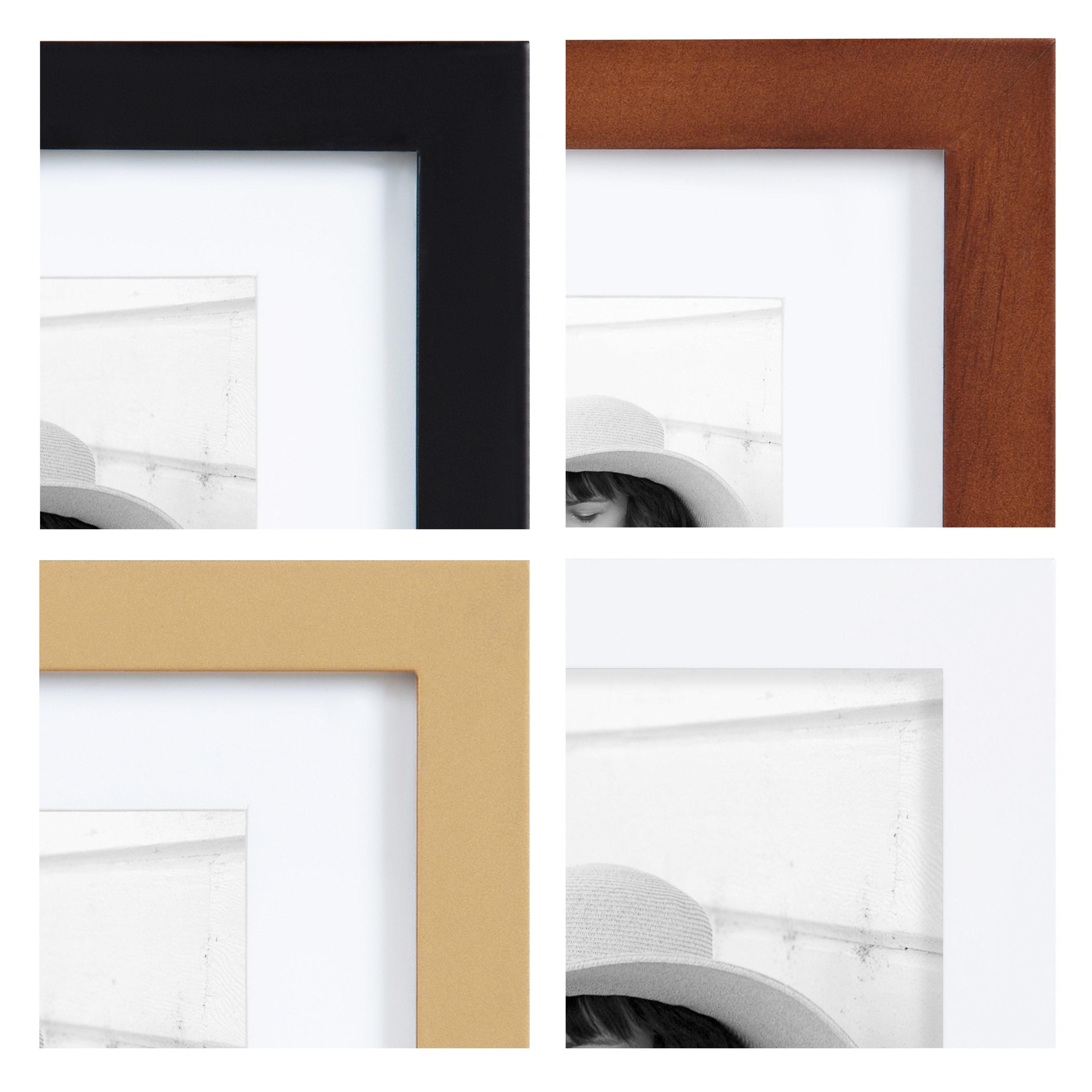 Kate and Laurel Gallery Mid-Century Wood Wall Frame Set, Set Of 10, Walnut Brown, Gold, Black, and White